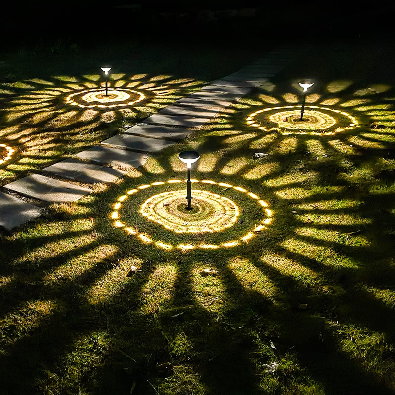 Bright Solar Pathway Lights 8 Pack, Warm White + Cool White LED Outdoor IP67 Waterproof Solar Powered Garden Lights for Walkway Yard Backyard Lawn Landscape Lighting Decor