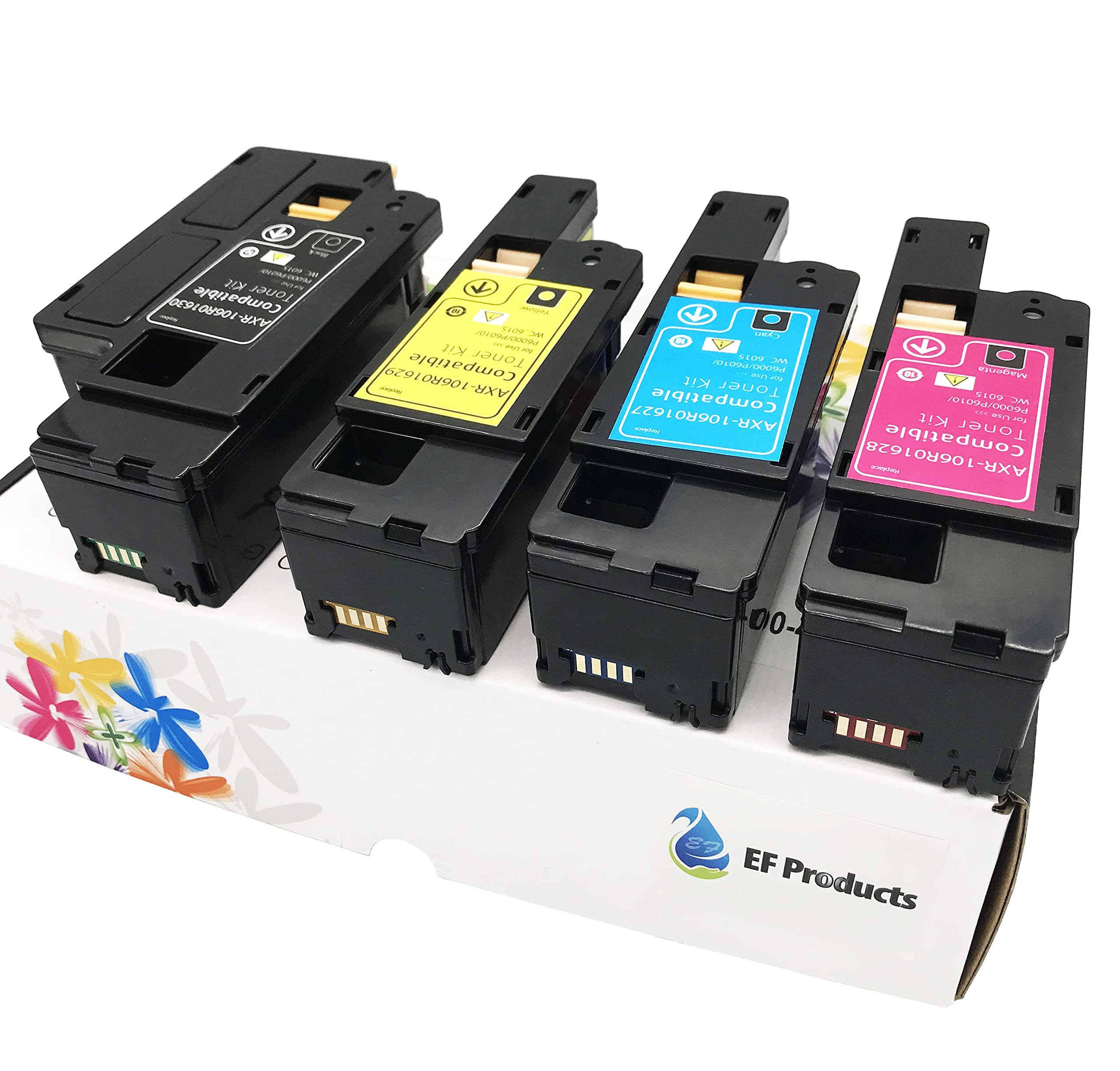 Remanufactured for Xerox Phaser 6020 6022 Workcentre 6027 6025 Toner Cartridge (Black 106R02759, Cyan 106R02756, Magenta 106R02757, Yellow 106R02758) (6020: MYCK)