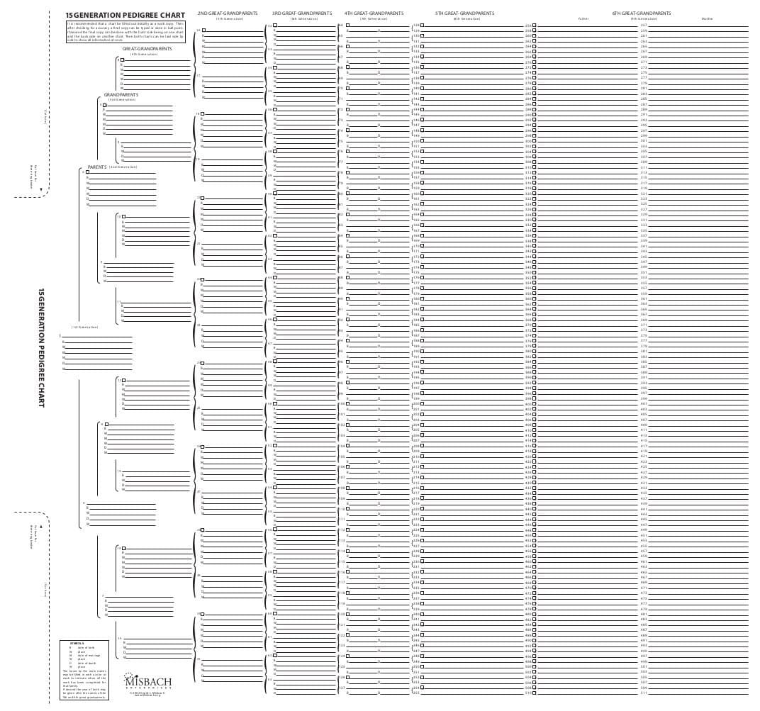 TreeSeek® 15 Generation Pedigree Chart | Blank Genealogy Forms for Family History and Ancestry Work