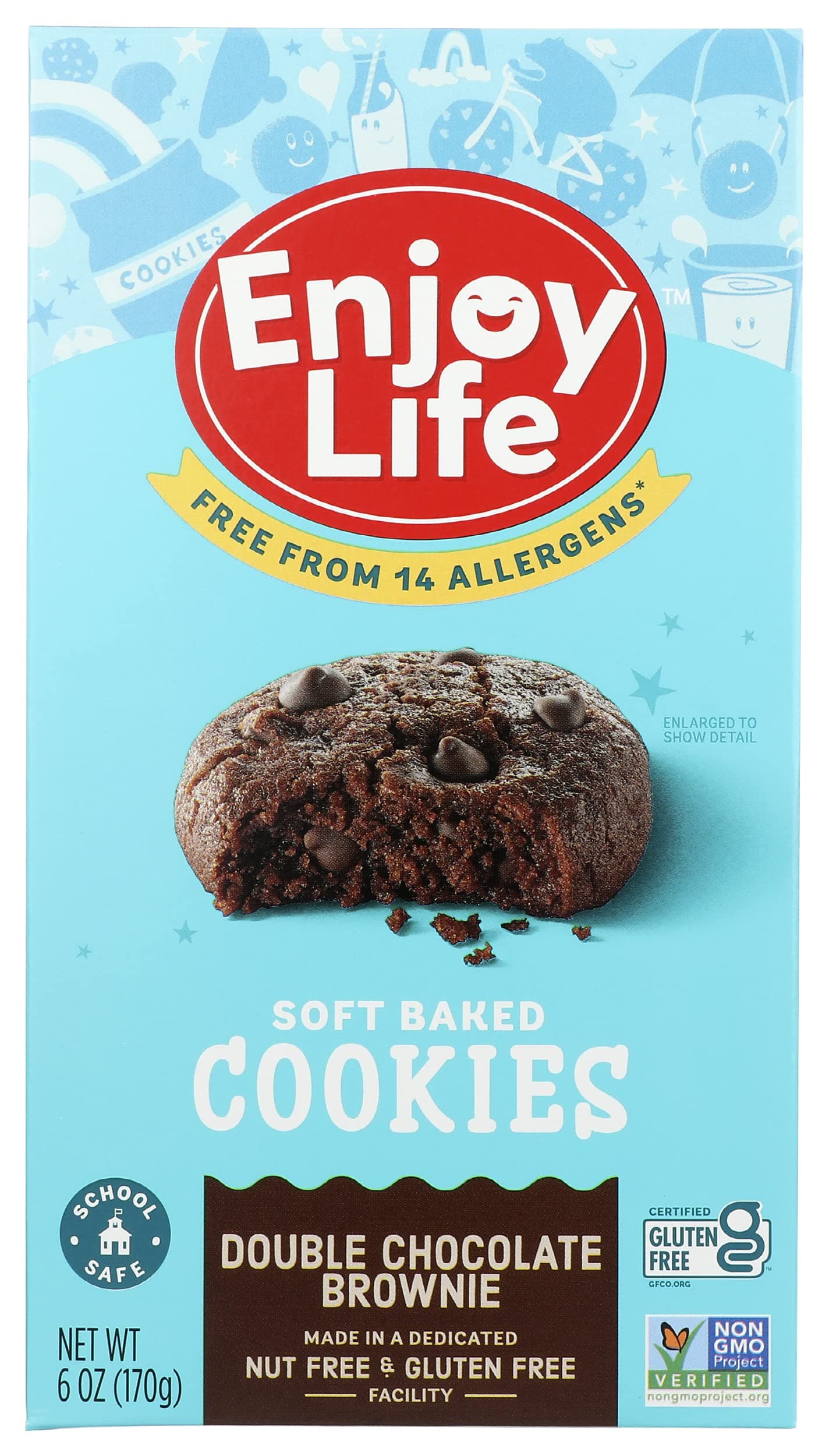 ENJOY LIFE FOODS Soft Baked Cookies, Double Chocolate Brownie,6oz (170g)