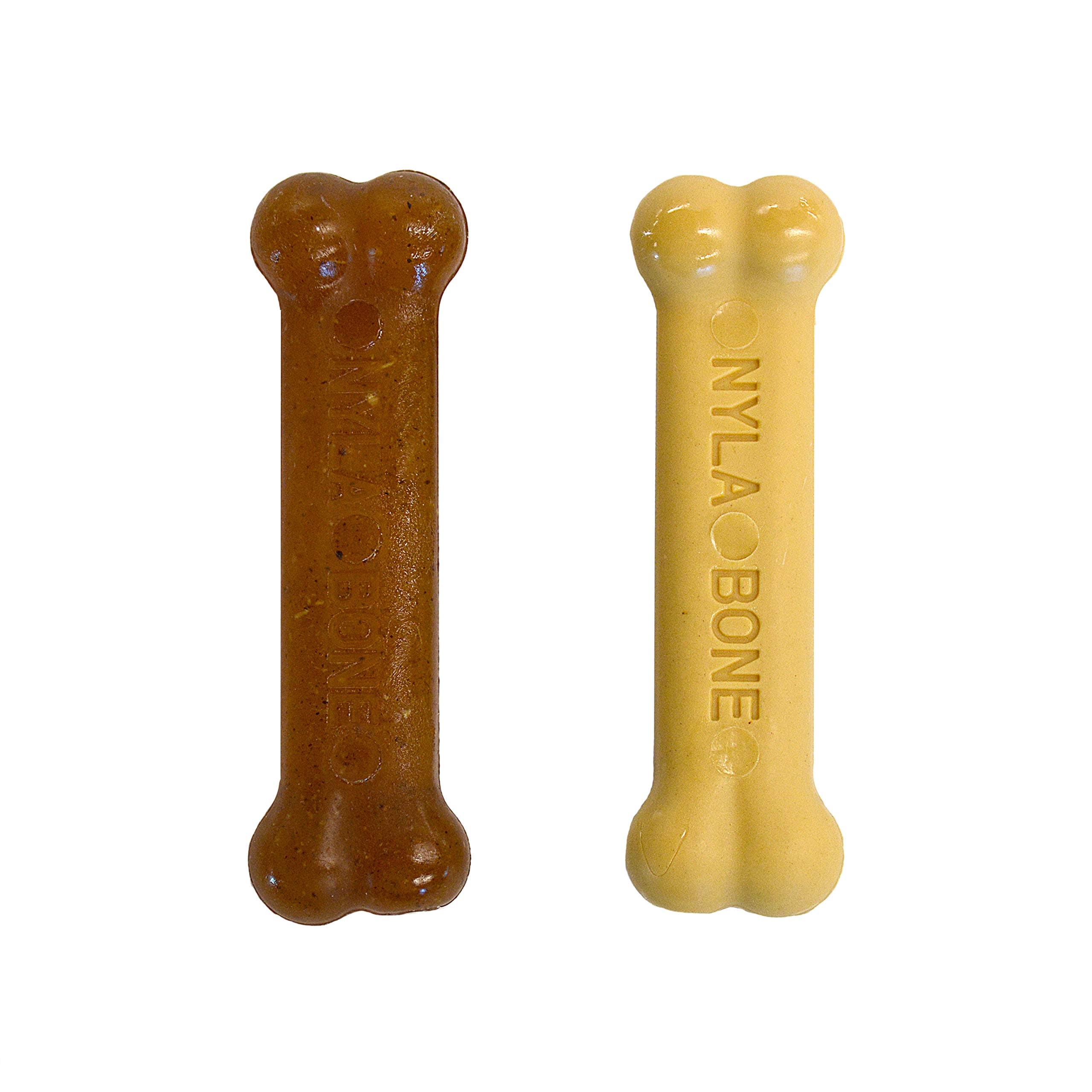 Nylabone Puppy Chew & Power Chew Bone Twin Pack, Puppy Chew Toys for Teething, Discourages Destructive Chewing, Peanut Butter, Chicken Flavours, Ideal for Puppies, Small Dogs Upto 7kg, X-Small