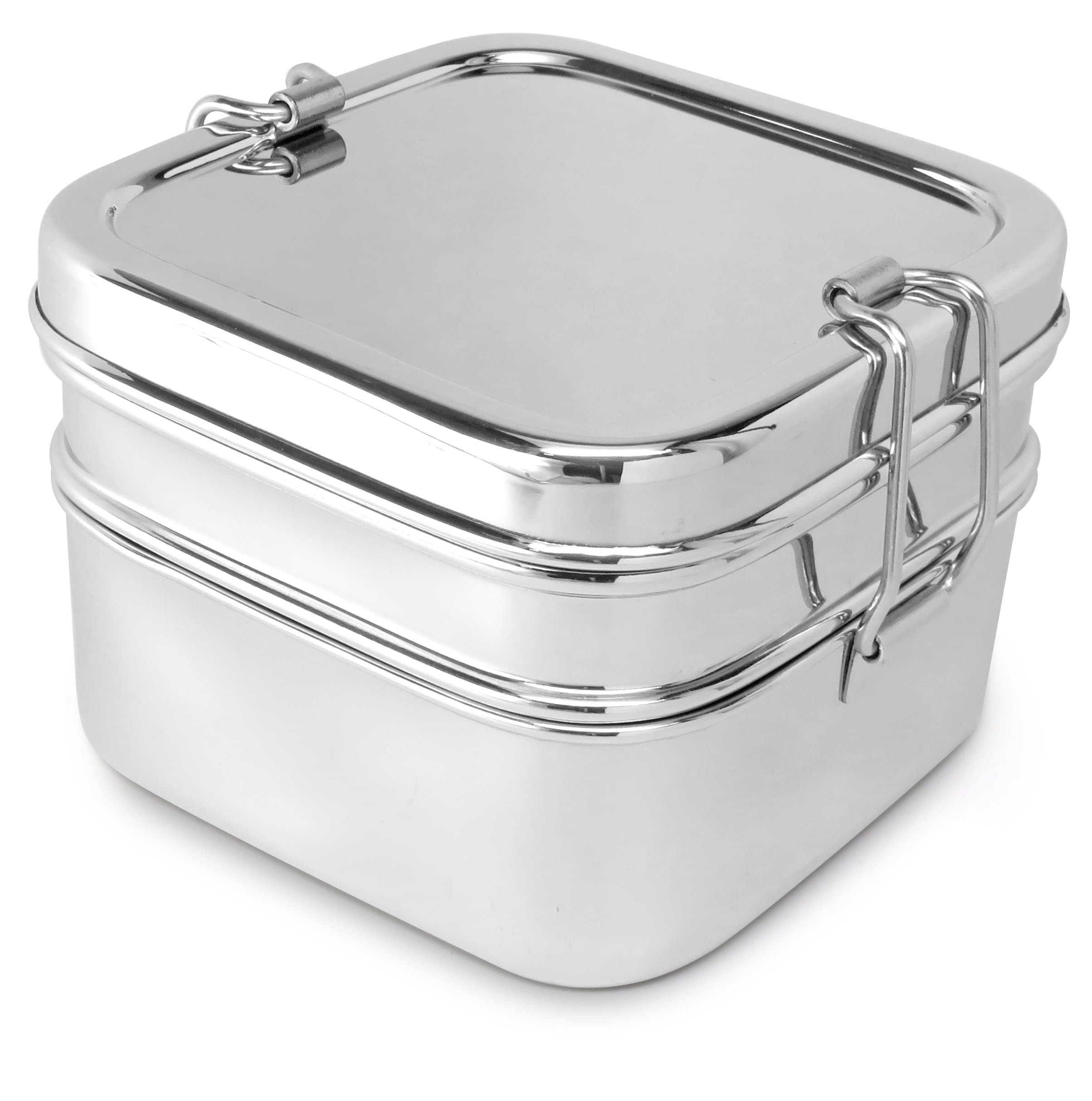 Stainless Steel Stacking Cube 2 Compartment Lunch Box - Medium