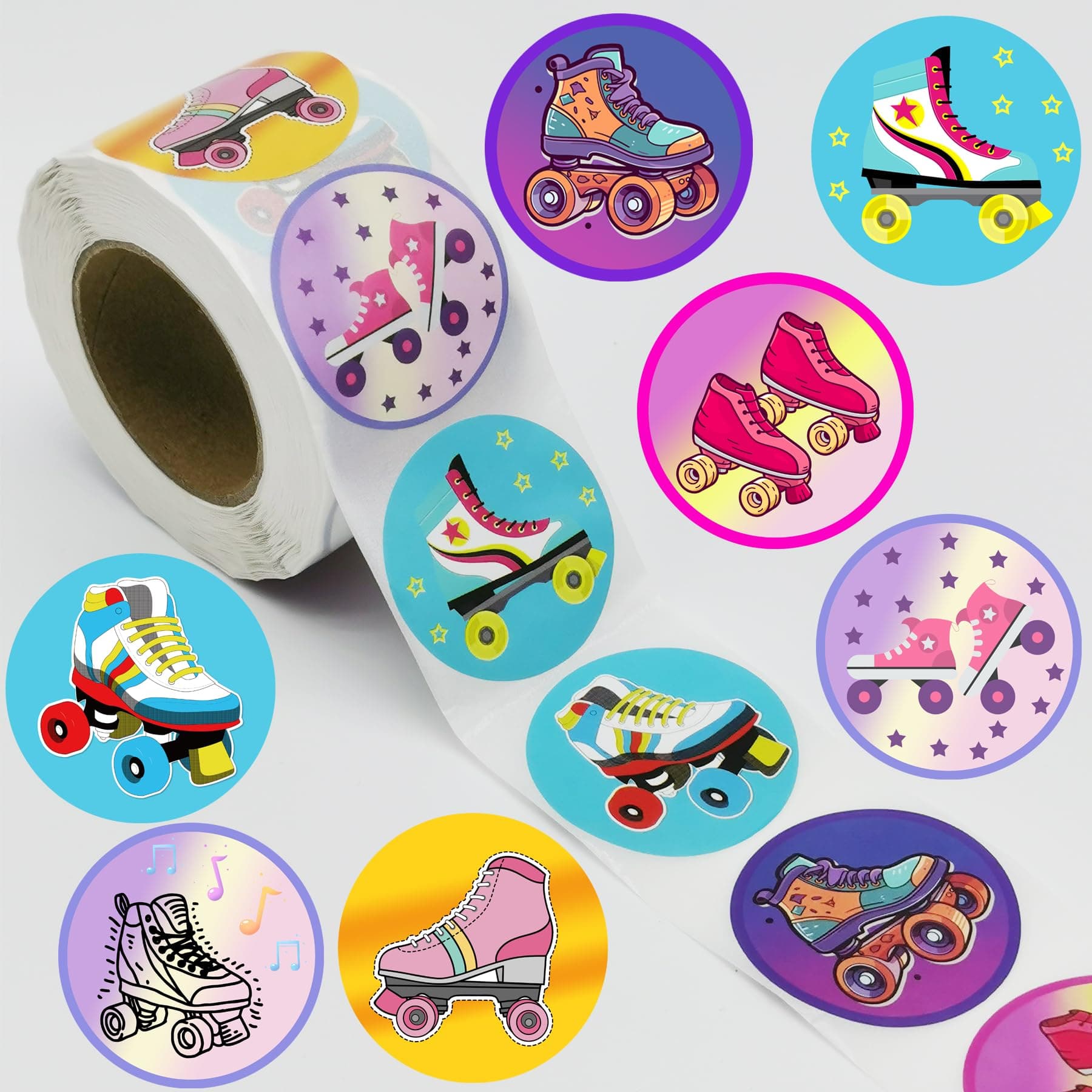 500 Pcs Roller Skate Stickers,80s 90s Roller Skating Hip Hop Birthday Party Favors Supplies Decorations Goodie Bag Stuffers Prize Labels