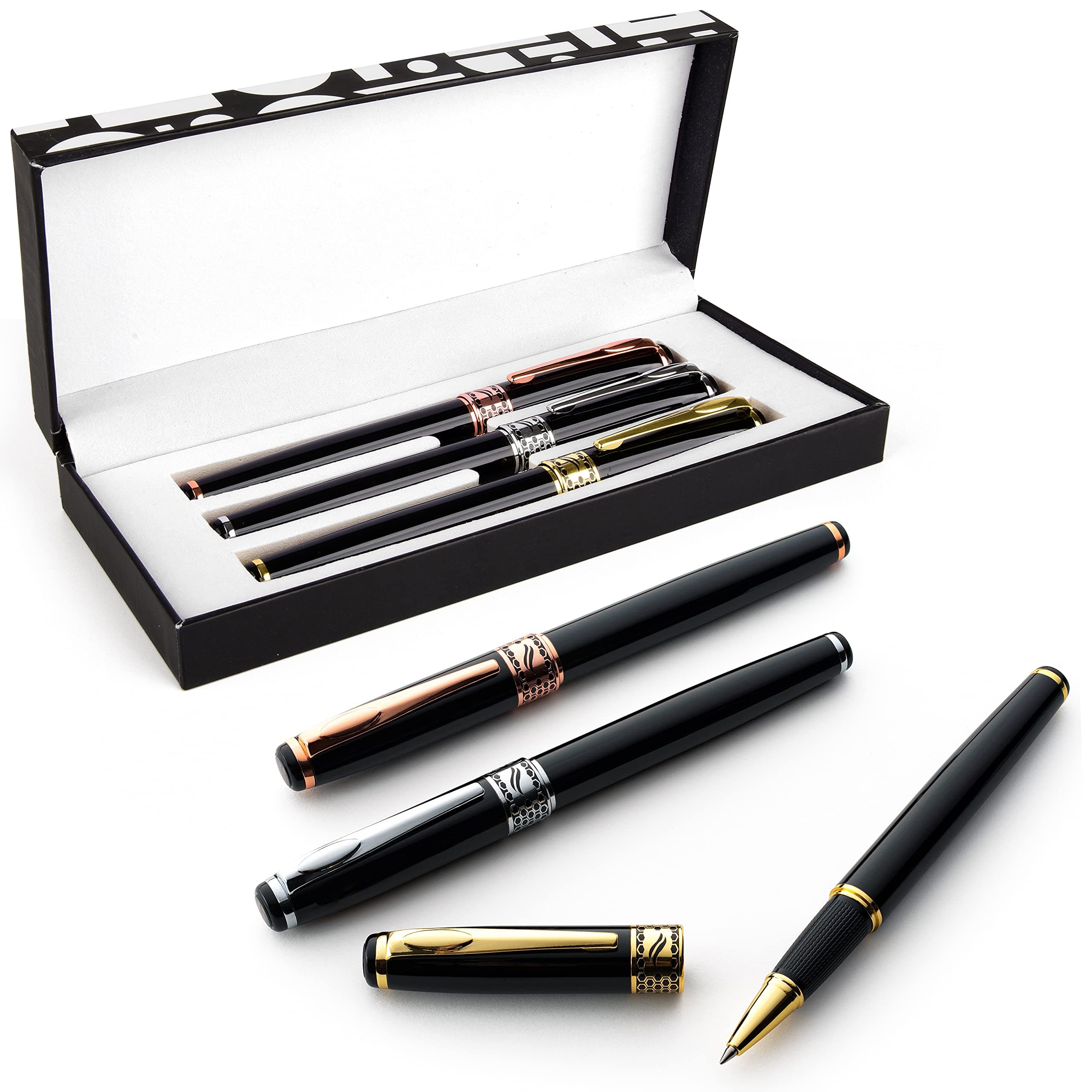 Special Supplies 3 Pack Weighted Pens for Hand Tremors, Low Dexterity, Poor Grip Strength, and Parkinson’s Patients, Storage Box and 3 Ink Refills Included