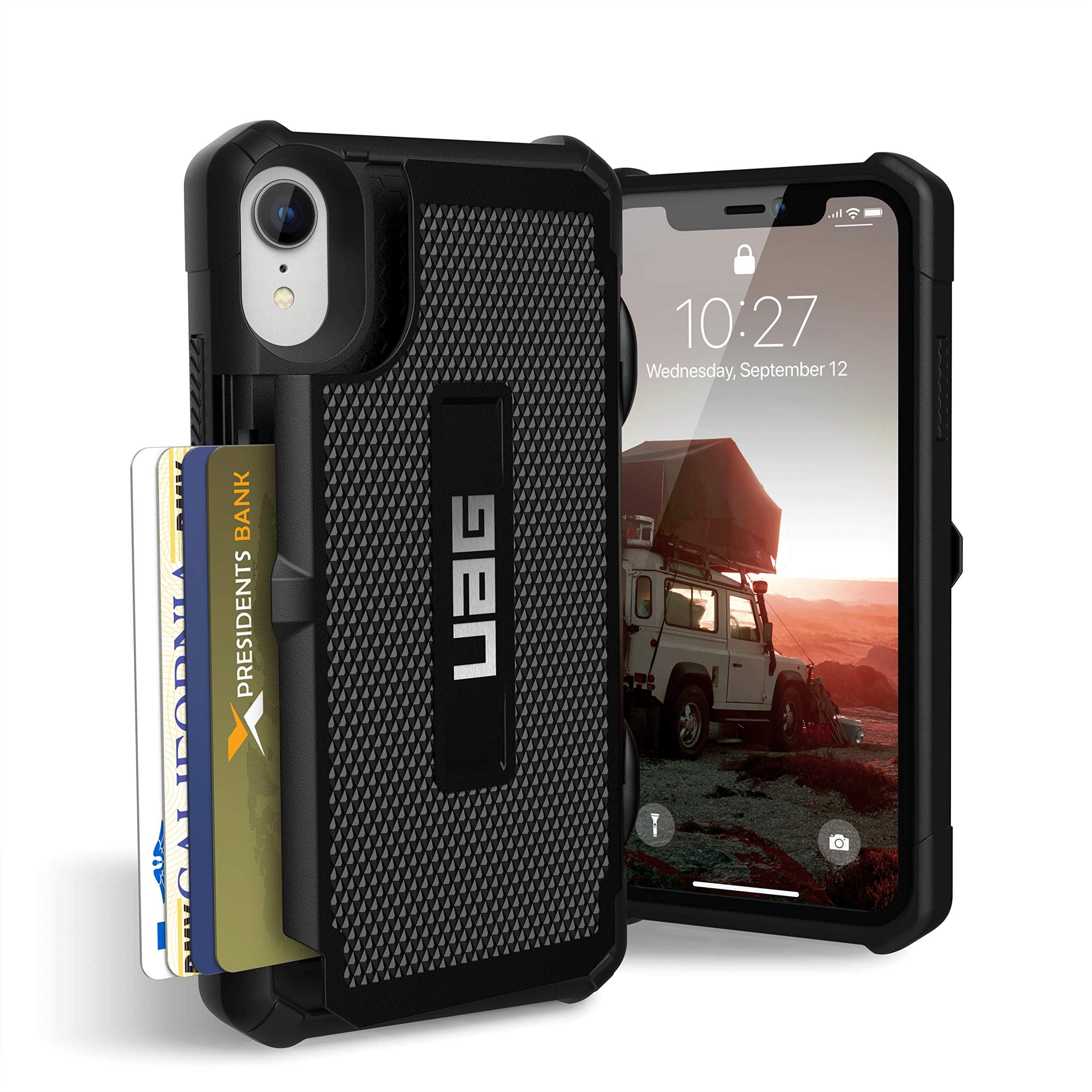 URBAN ARMOR GEAR UAG iPhone XR [6.1" Screen] Trooper Feather-Light Rugged Card Case [Black] Military Drop Tested iPhone Case