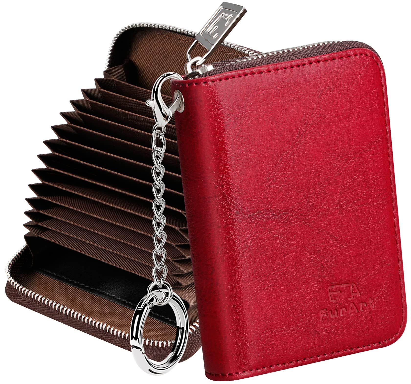 Zipper Wallet Women, RFID Blocking Credit Card Wallet, Business Card Holder, Compact Size KeyChain Wallet