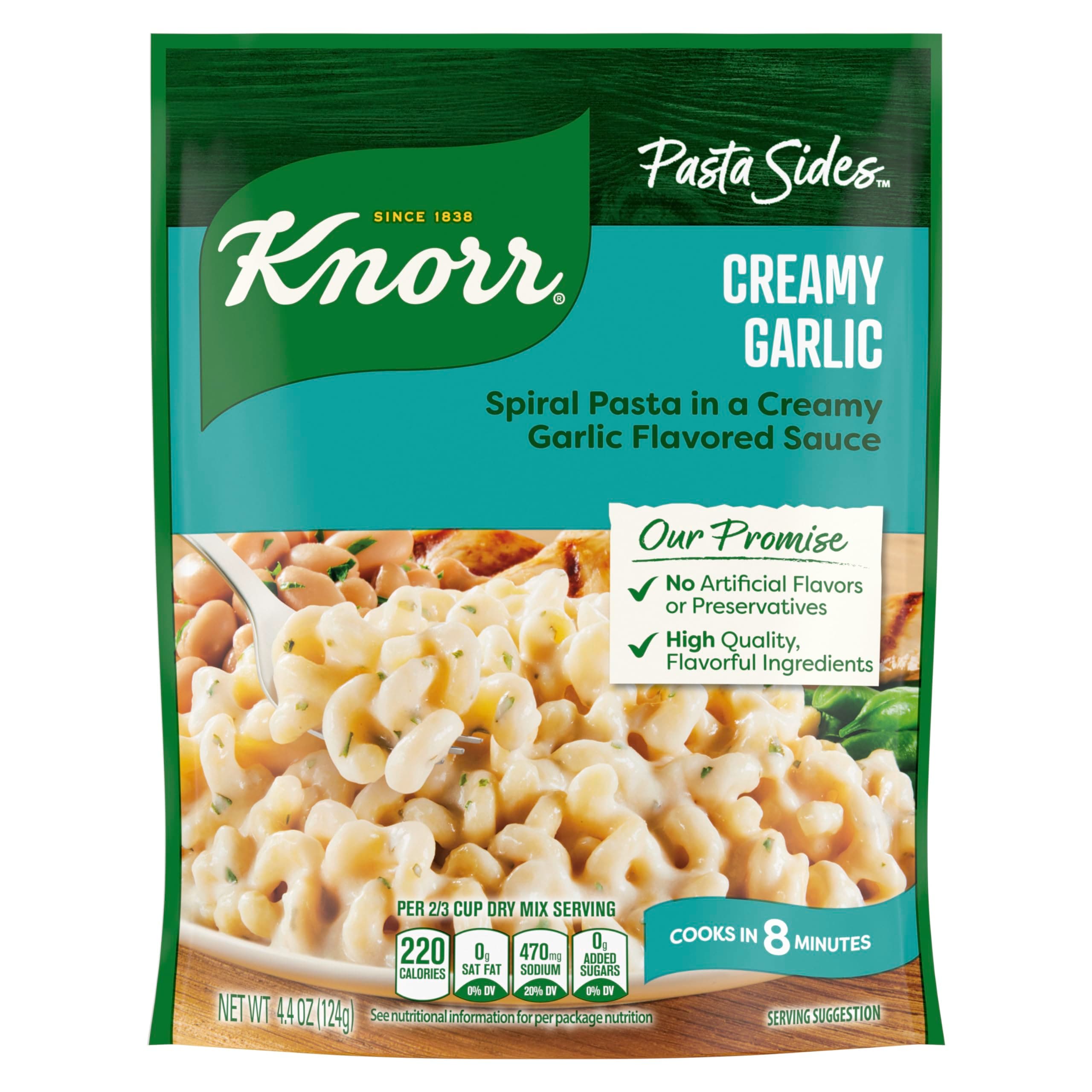 Knorr Italian Sides Pasta Side Dish, Creamy Garlic Shells 4.4 Oz (Pack of 12)