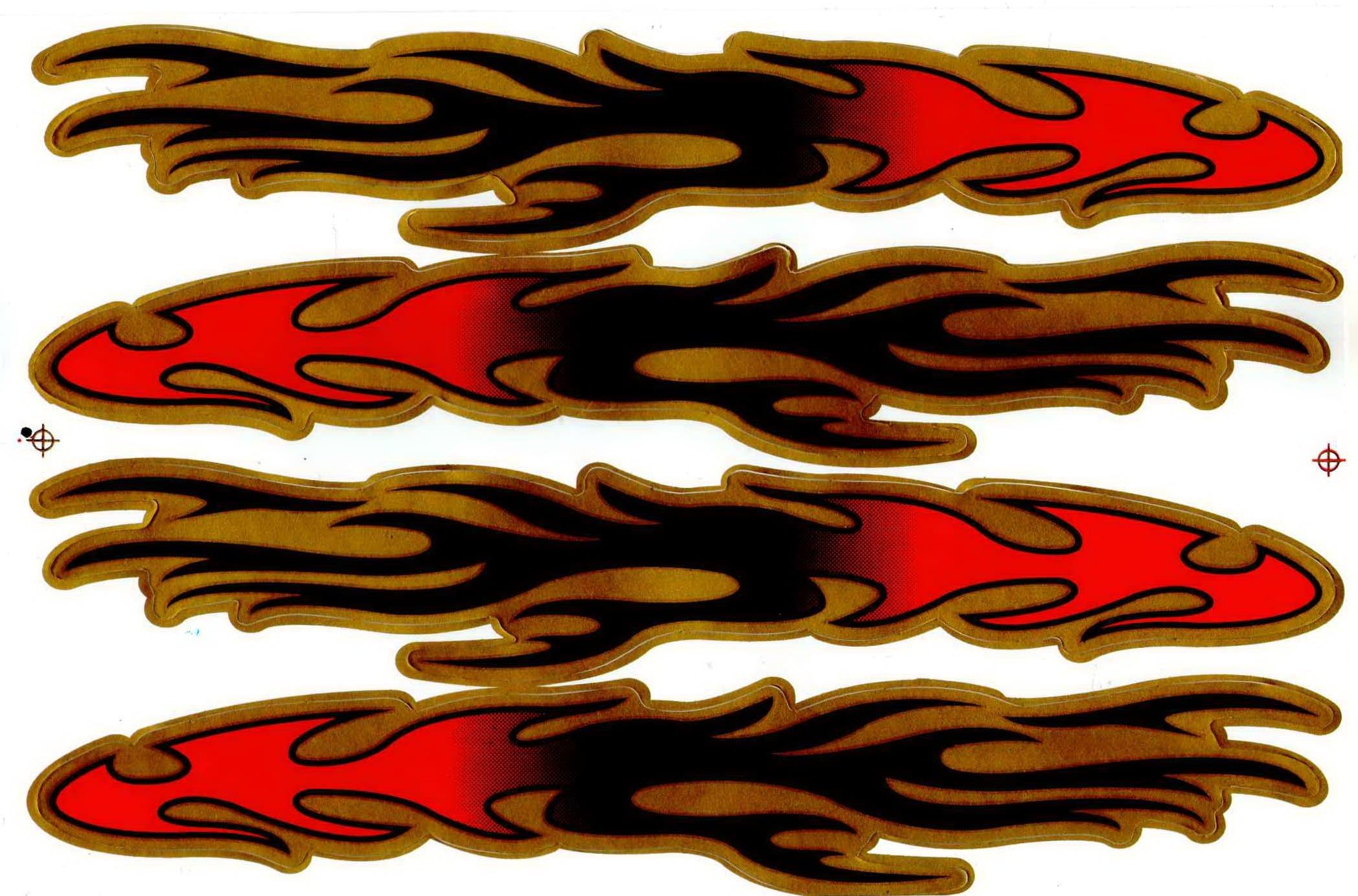 "5 Sheets" Flames Fire Car Sticker Racing Motorcross Decal Motorcycle Truck Graphic Logo Bicycle Bike Stickers Decoration