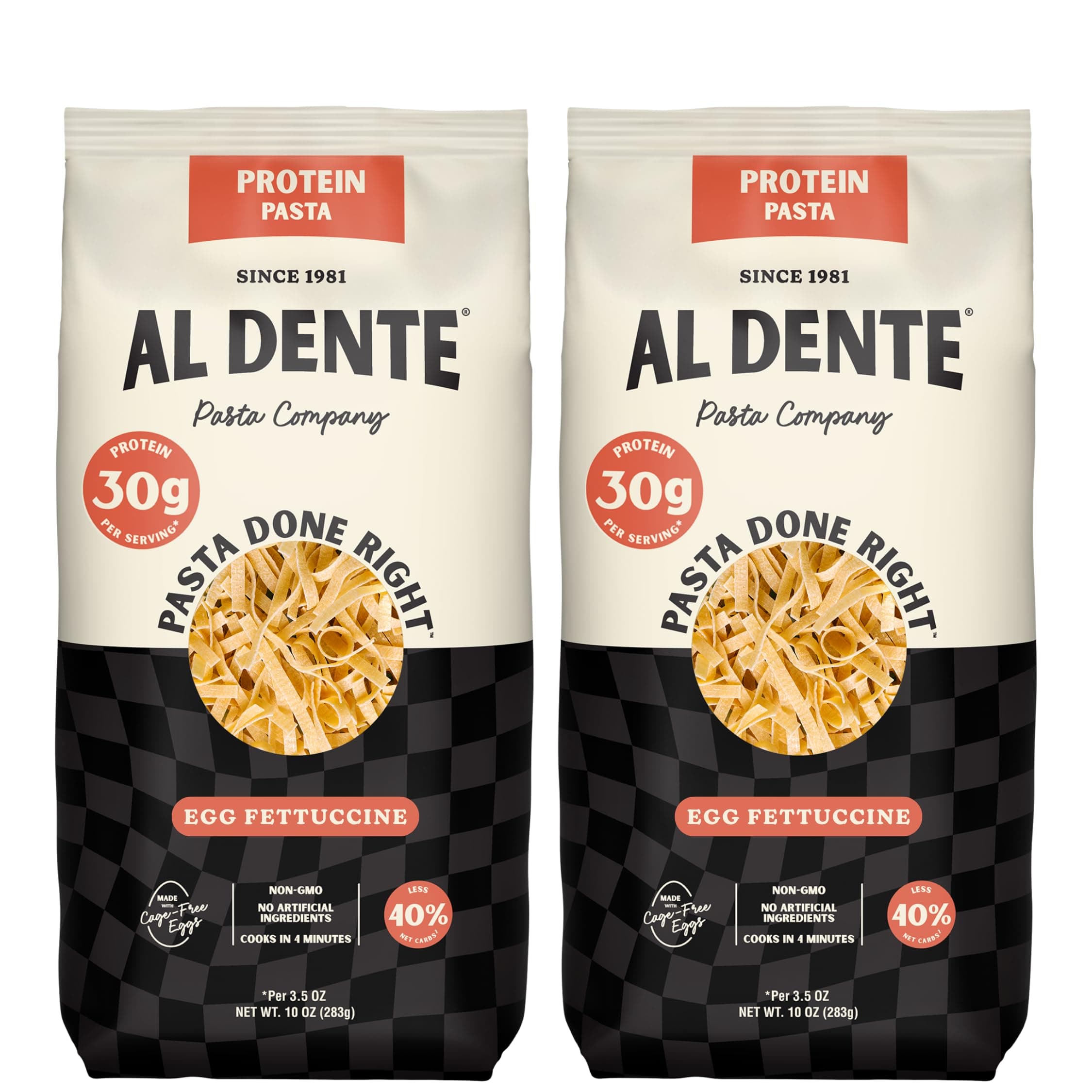 Protein Pasta Egg Fettuccine – 30g High Protein in 3.5oz Serving, Lower Carb, High Fiber. Cage-Free Eggs & Semolina. (Previously Carba-Nada, Packaging May Vary) - 10oz Bags (Pack of 2)