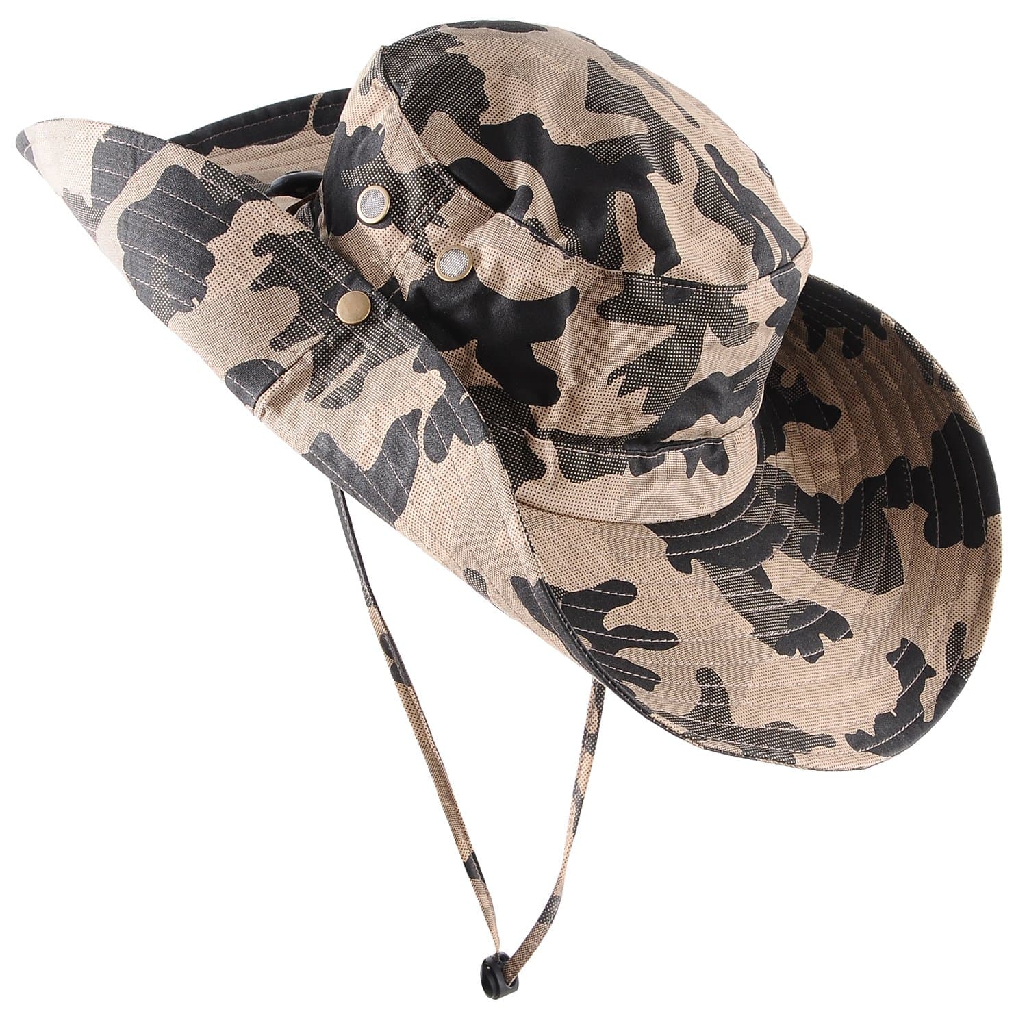 MicoopWide Brim Military Camouflage Hat Summer Fishing Hunting Camping Hiking Cap Outdoor Sun Hat Boonie Hat
