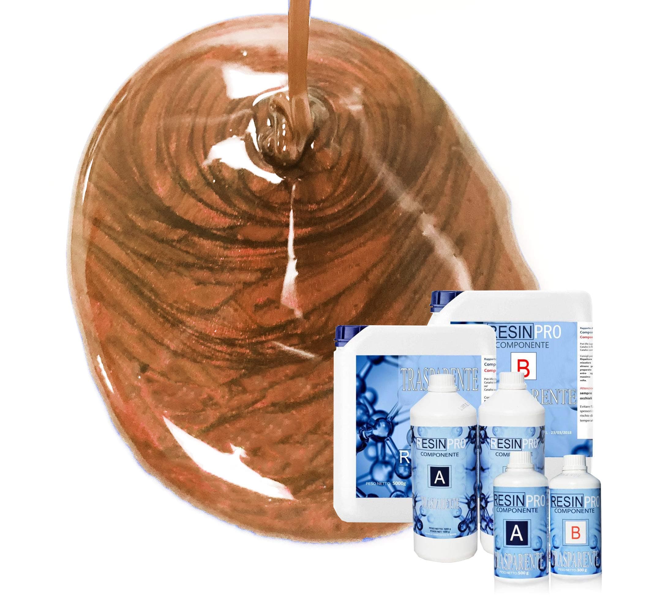 Resin Pro Resin kit with Pigment, Clear Epoxy Resin 800g and a Metal Pigment for DIY, Decoration, Artistic Projects, Transparent Epoxy Resin and Hardener with Metallic Colour, Copper