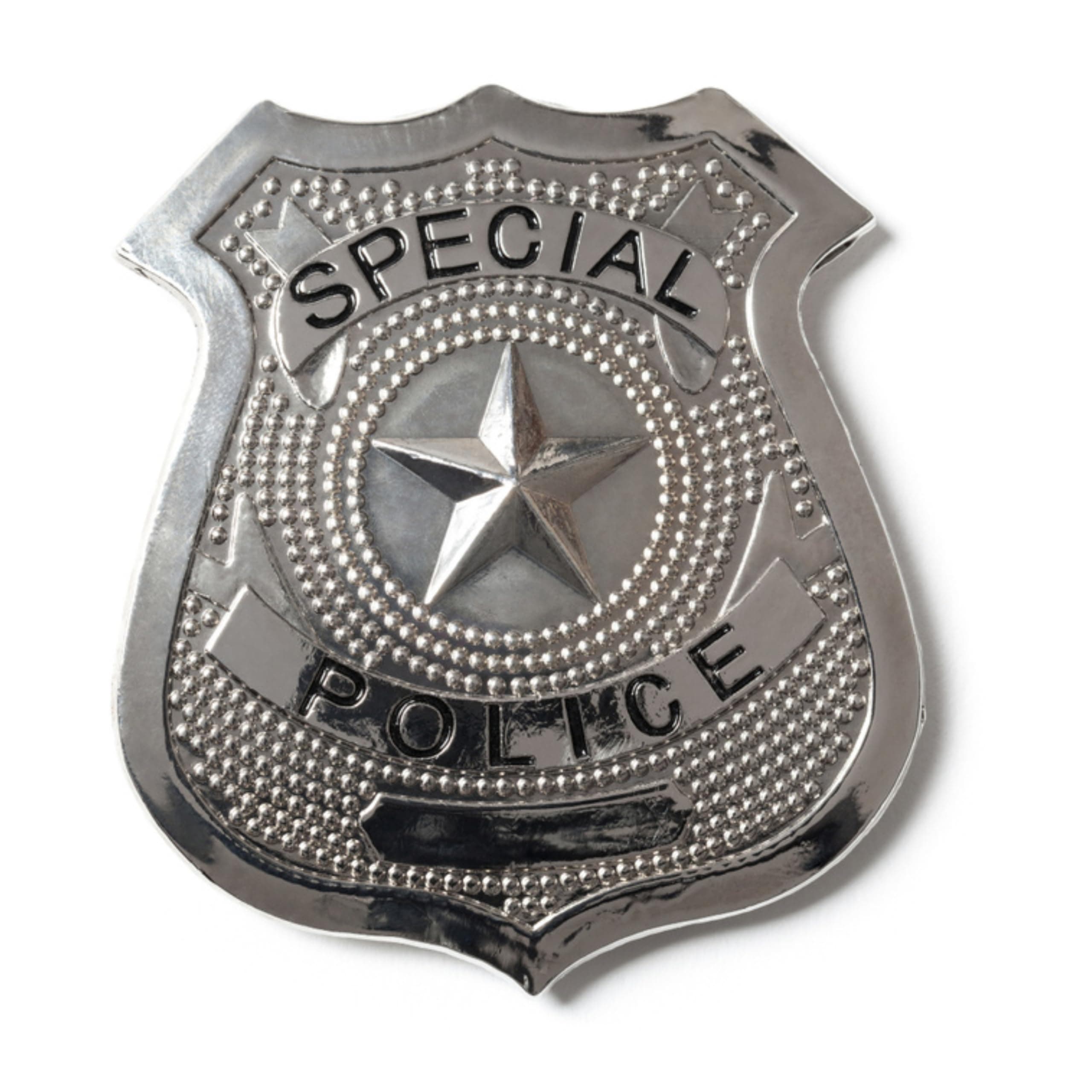 Henbrandt Adult Silver Police Badge With Star Decoration - Special Metal Badge for Halloween Zombie Officer NYPD Cops and Robbers Cosplay - Unisex Fancy Dress Accessory