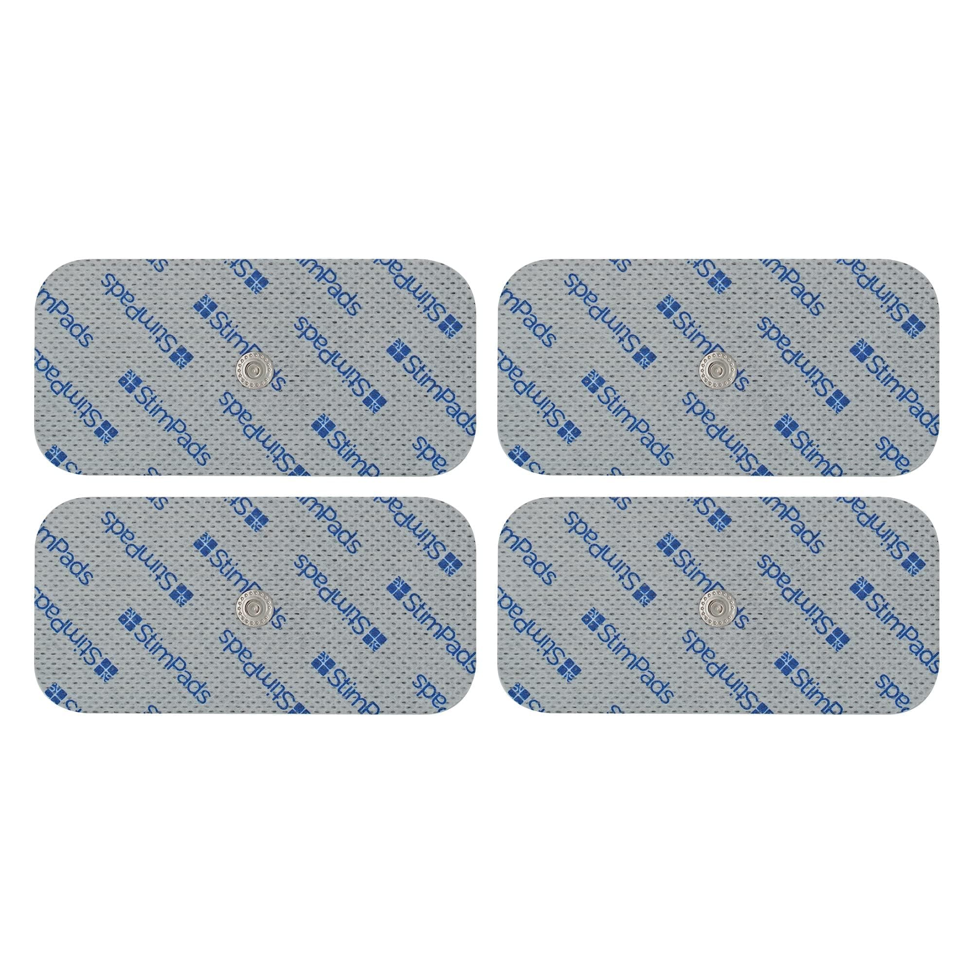 StimPads for Compex* Pack of 4 Compex* Compatible Electrodes 50x100mm “SINGLE SNAP”. Works perfect with Compex* while saving up to 50% compared to the original electrodes!
