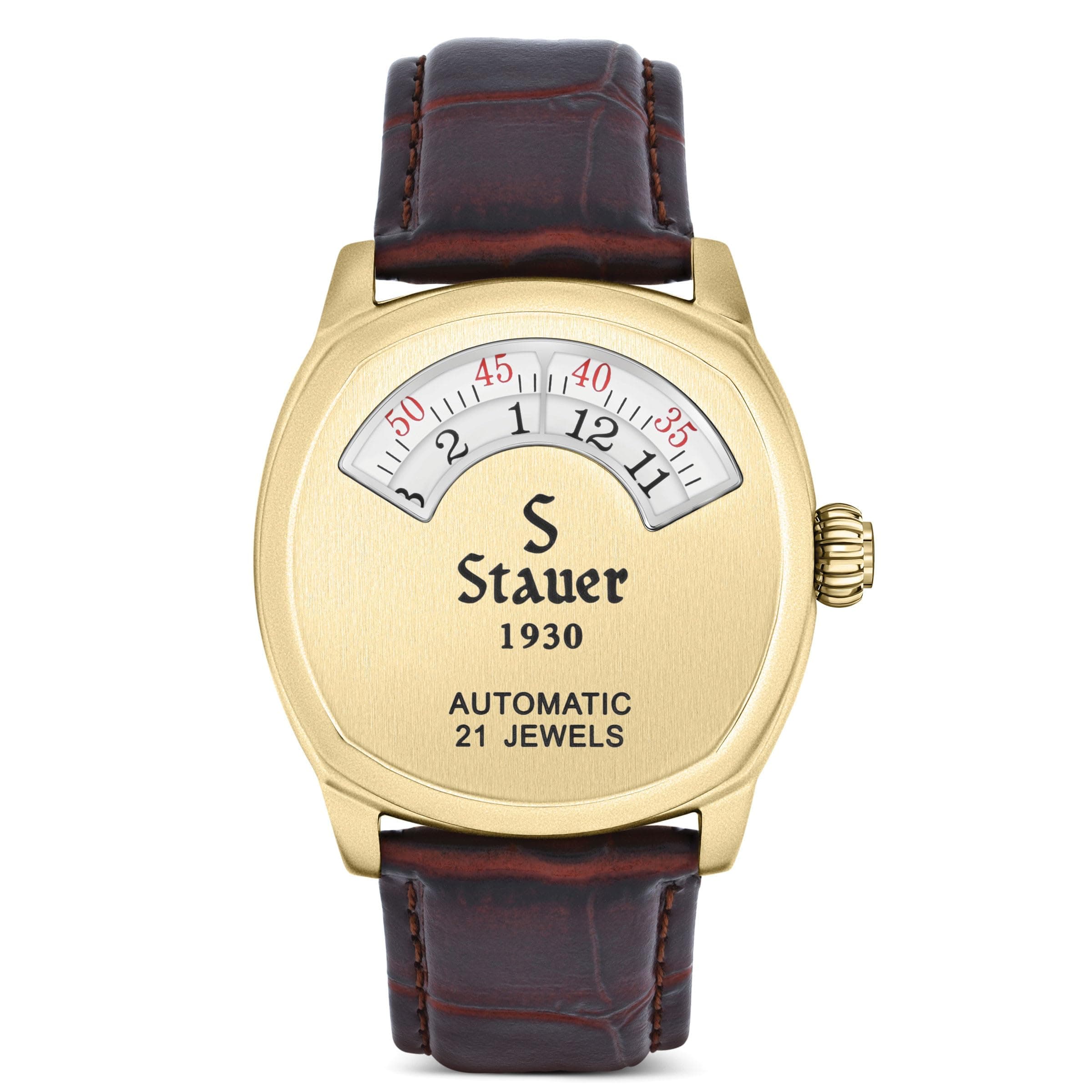 Stauer 1930 Dashtronic Watch – Cotswold Genuine Mens Watches Leather Band w/Stainless Steel Case – Automated Movement & 3-ATM Water Resistant Watch