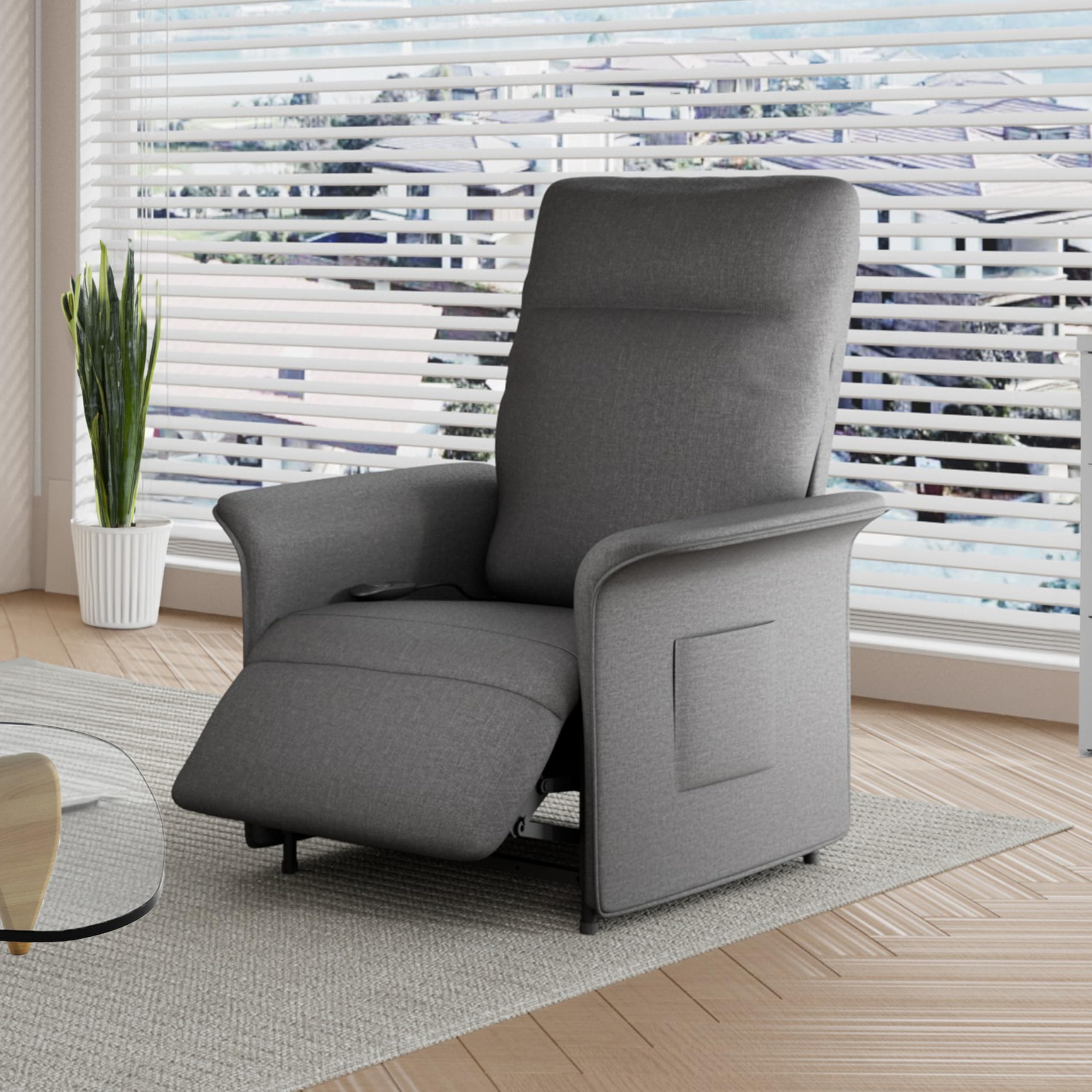 KosmoCare Metal Power Recliner Chair | Sleek Motorized 1-Seater Recliner for Home | Premium Design | Dark Grey | Ergonomic Recliner | 155° Recline with Wired Remote | Supports Up to 136 KG