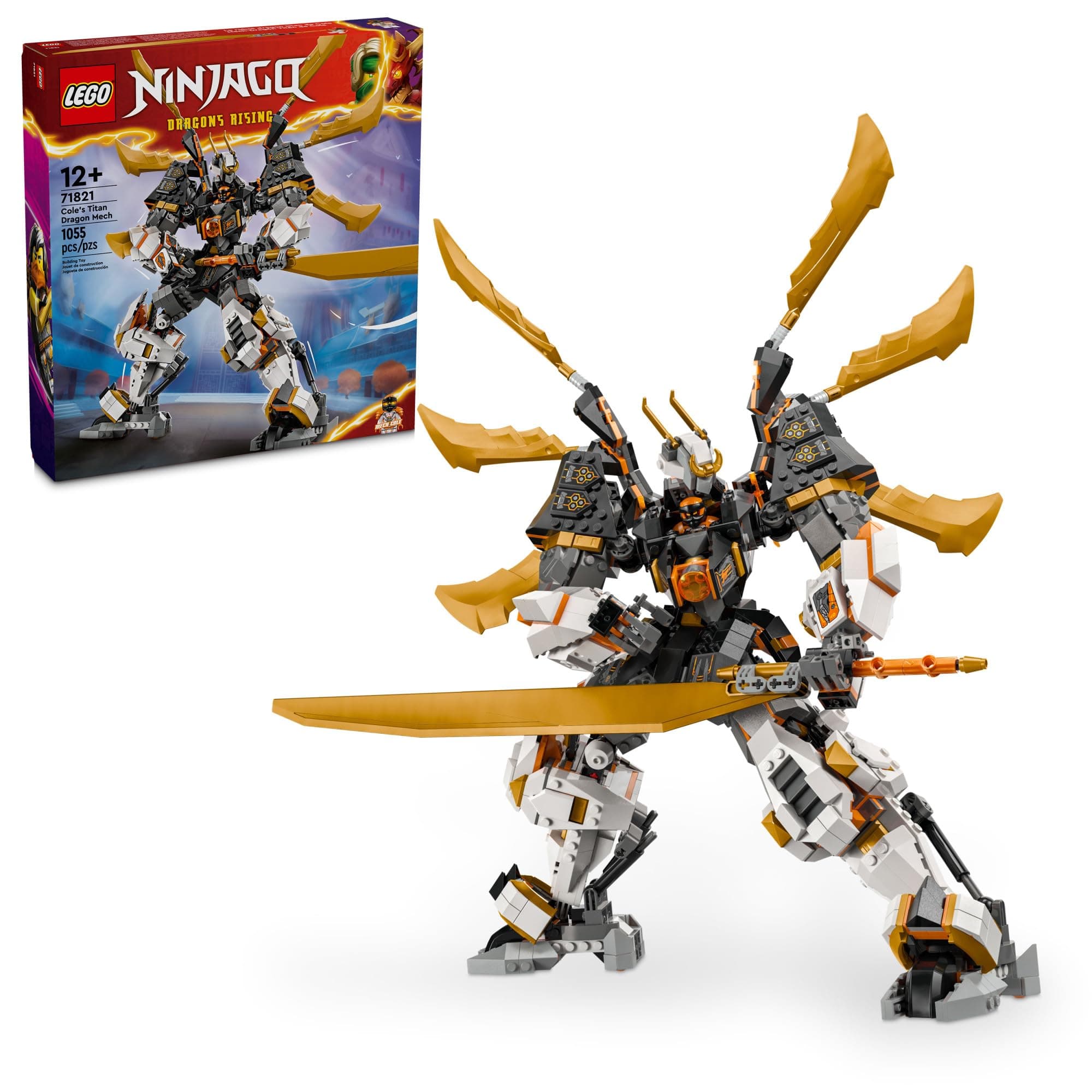 LEGO Ninja Call Giant Dragon Mech Adventure Toy for Boys and Girls Ninja Toy Playset with 1 Ninja Minifigure + 1 Ninja Mech with Dragon Wings Birthday Gift 12+ 71821