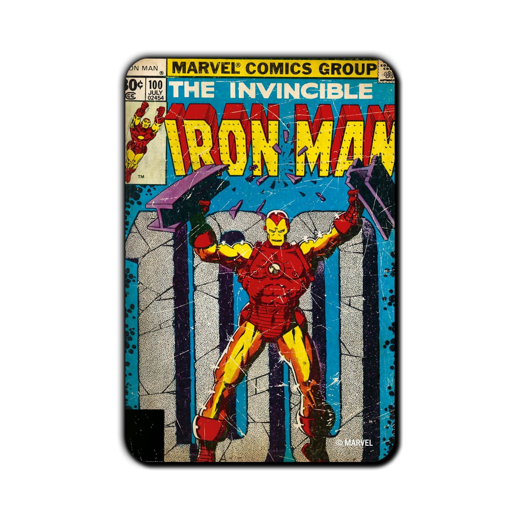 Marvel 'Iron Man Power' Rectangle MDF Fridge Magnet (8 cm x 12 cm)