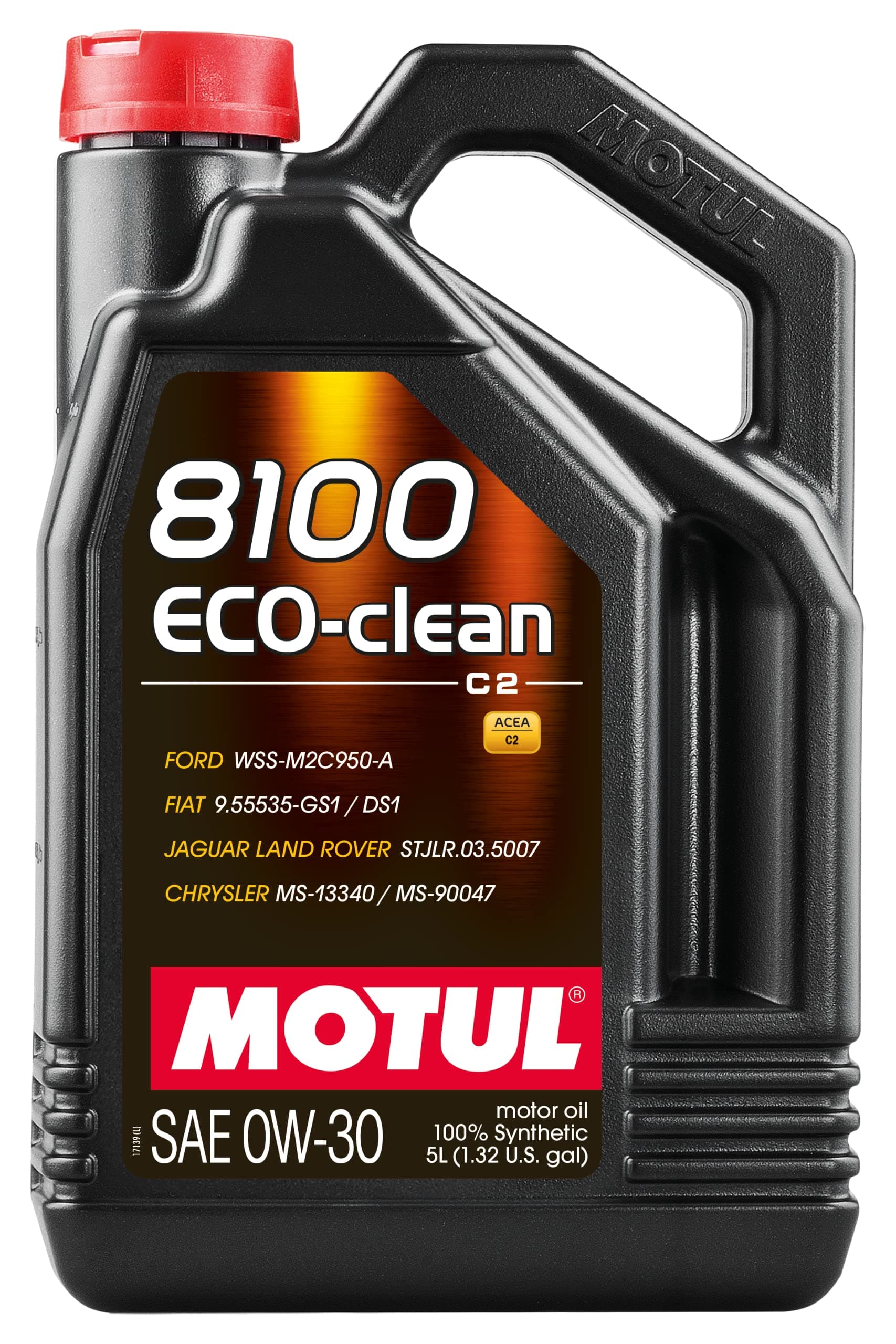 102889 Car Engine Oil | Motul 8100 ECO-clean Fully Synthetic Fuel Economy Lubricant for Petrol & Diesel Vehicles | 100% Synthetic Engine Oil | Viscosity SAE J 300, 0W-30 | 5 Litres