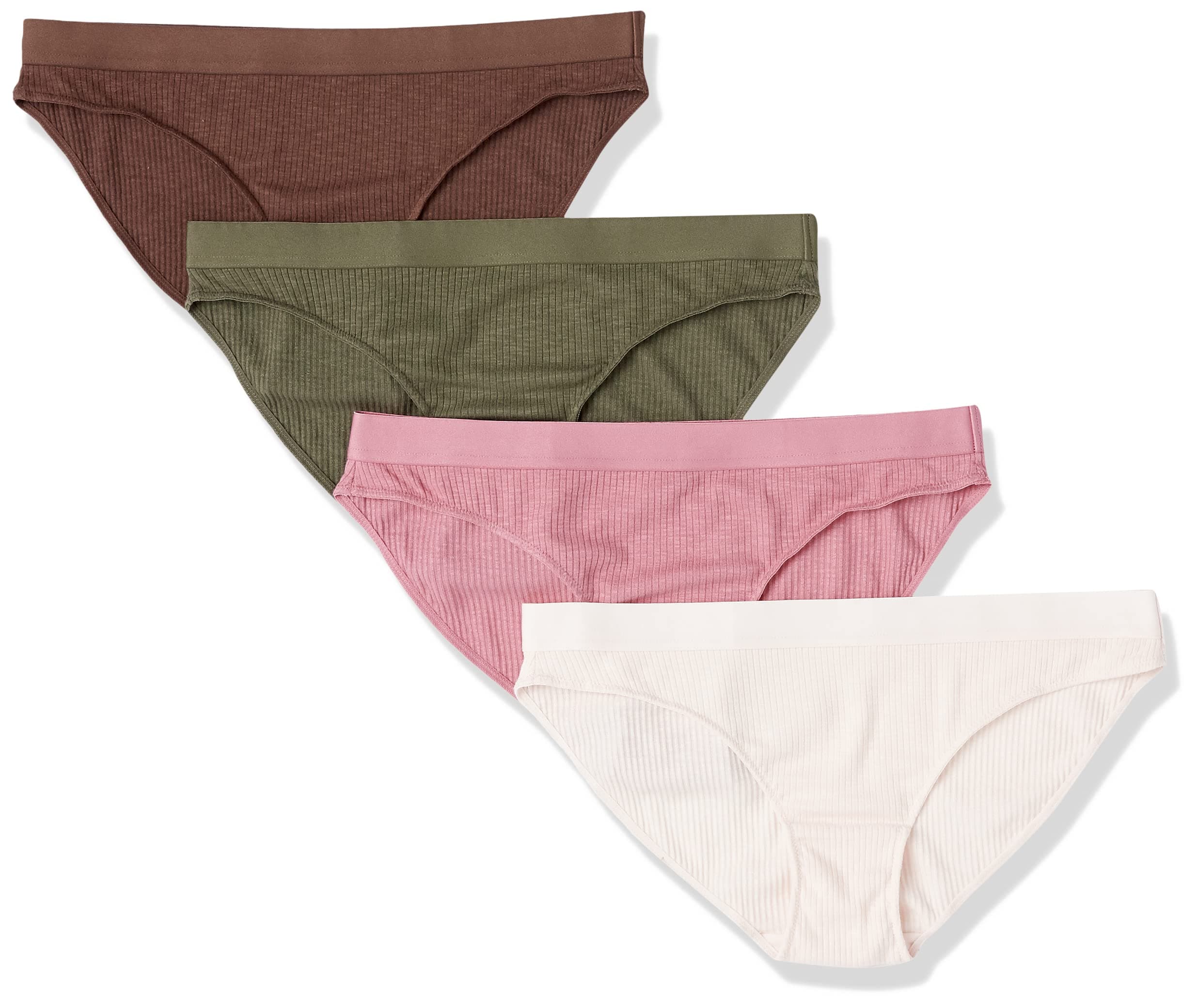 Amazon EssentialsWomen's Ribbed Bikini Underwear, Pack of 4