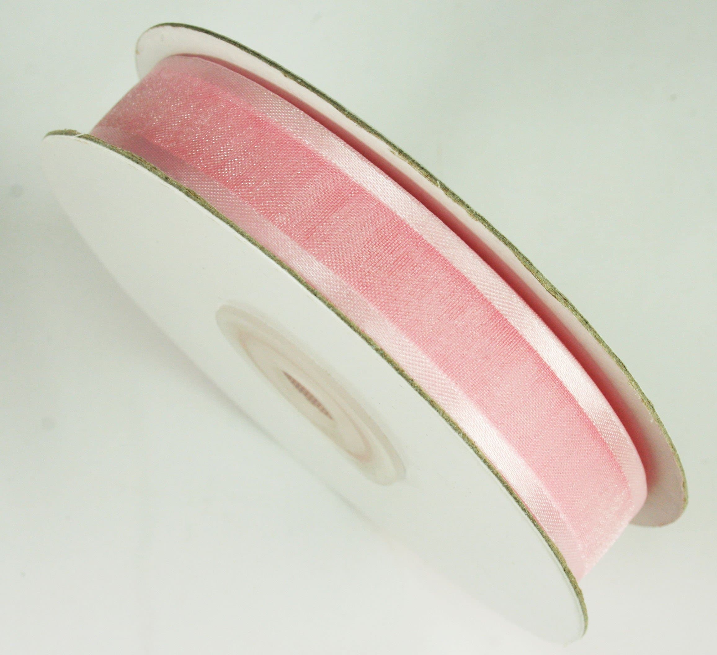 Dreampartycreation 5 ROLLS 5/8" Organza SATIN EDGE Ribbon 25 yards each (125 Yards Total) BULK BUY!!! (LIGHT PINK)