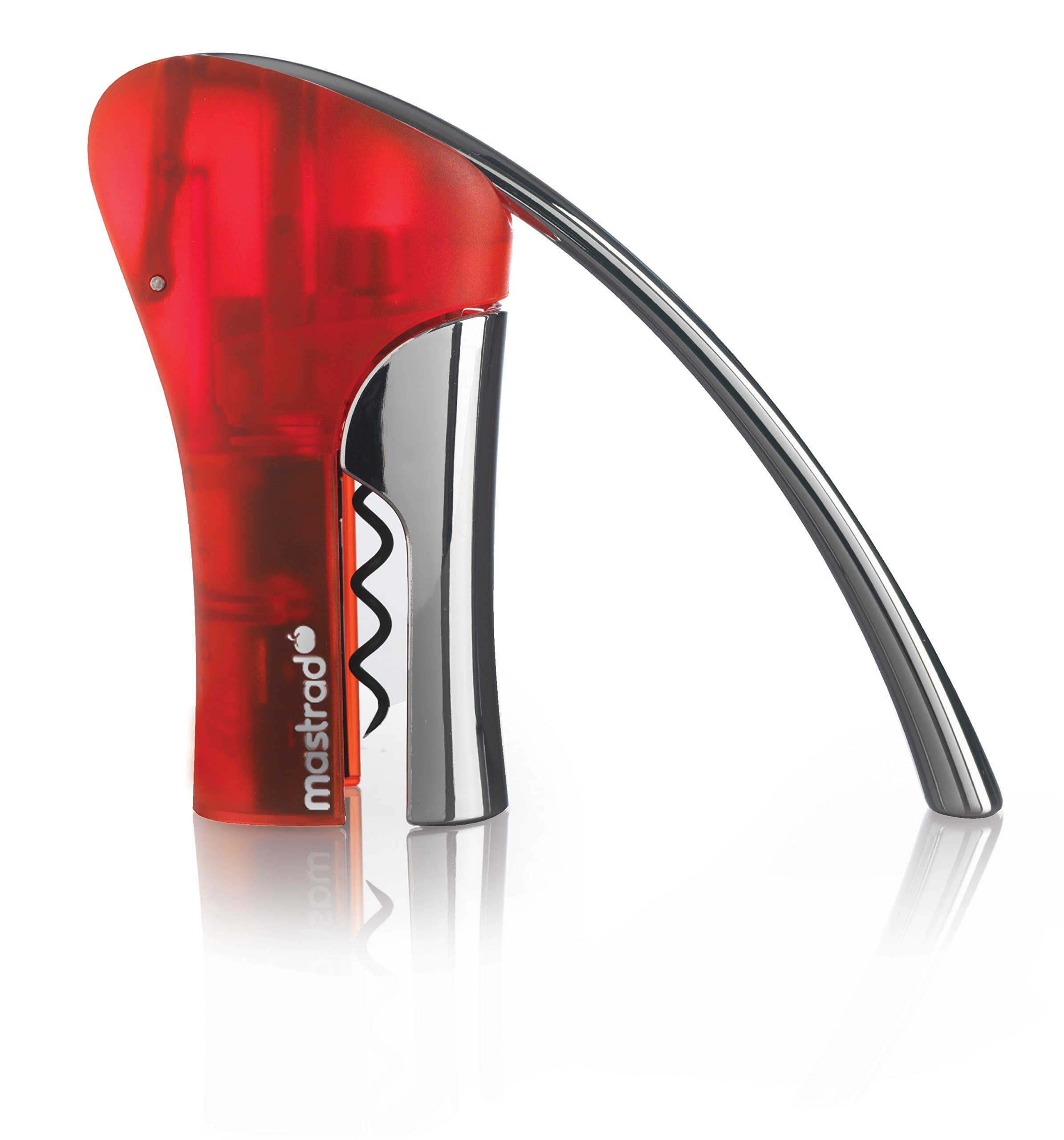 Mastrad Stainless Steel Teflon Coating Lever Corkscrew, 3 in 1 Double Lever Mechanism, Red - F02715