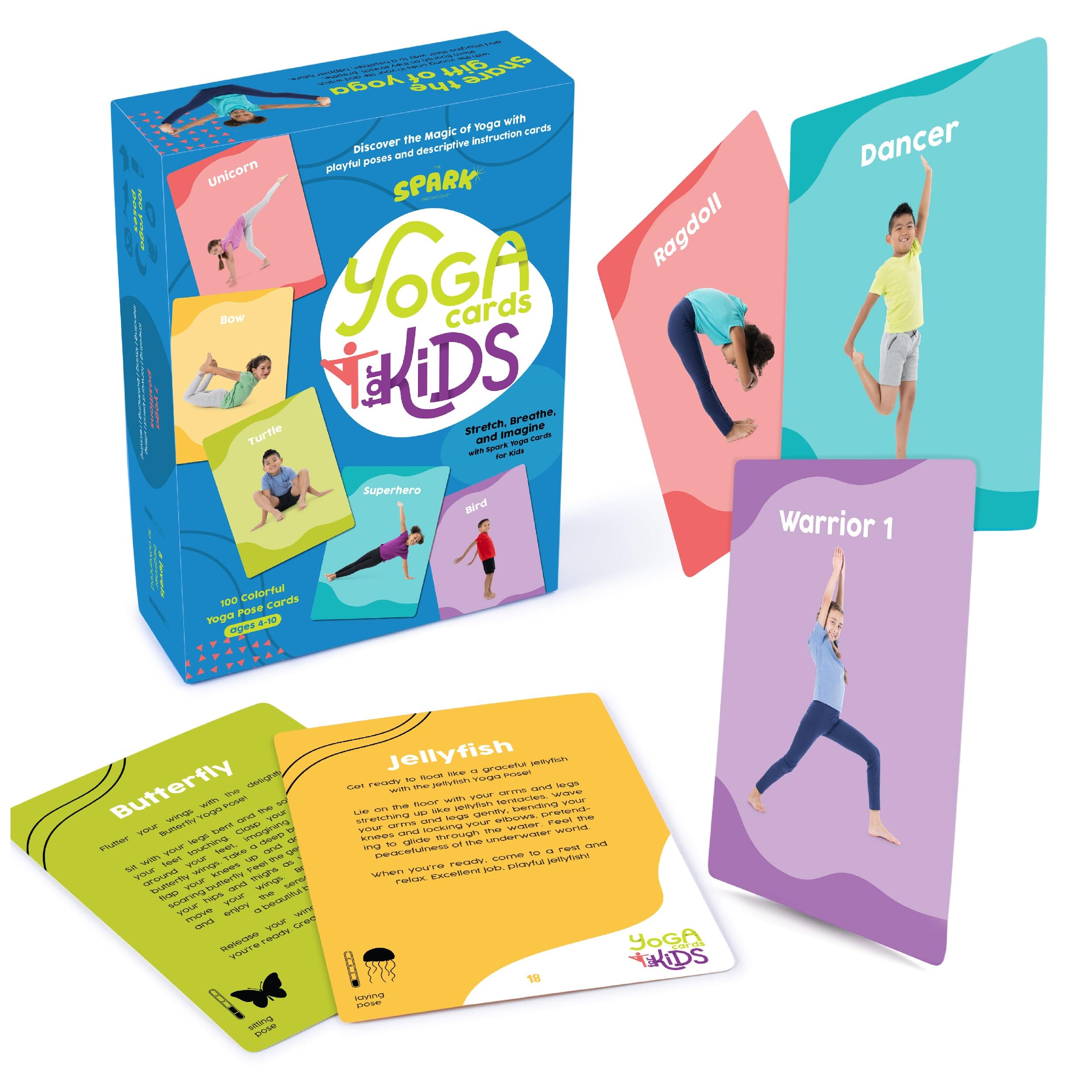 Yoga Cards for Kids: 100 Real-Life Yoga Poses, Kid-Friendly Activities for Home & Gym, Beginner to Advanced, Promotes Mindfulness