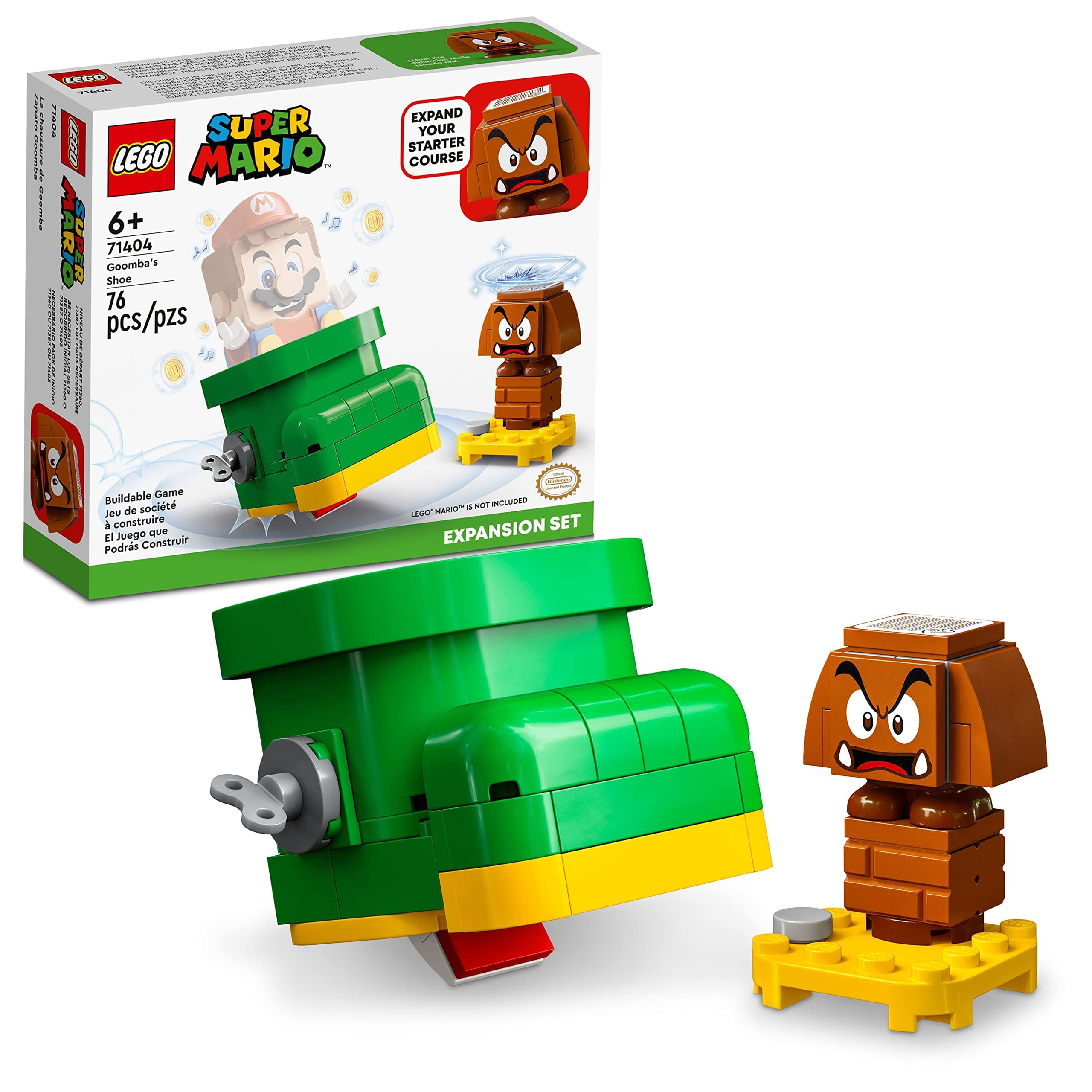 Super Mario Goomba’s Shoe Expansion Set 71404 Building Toy Set for Kids, Boys, and Girls Ages 6+ (76 Pieces)