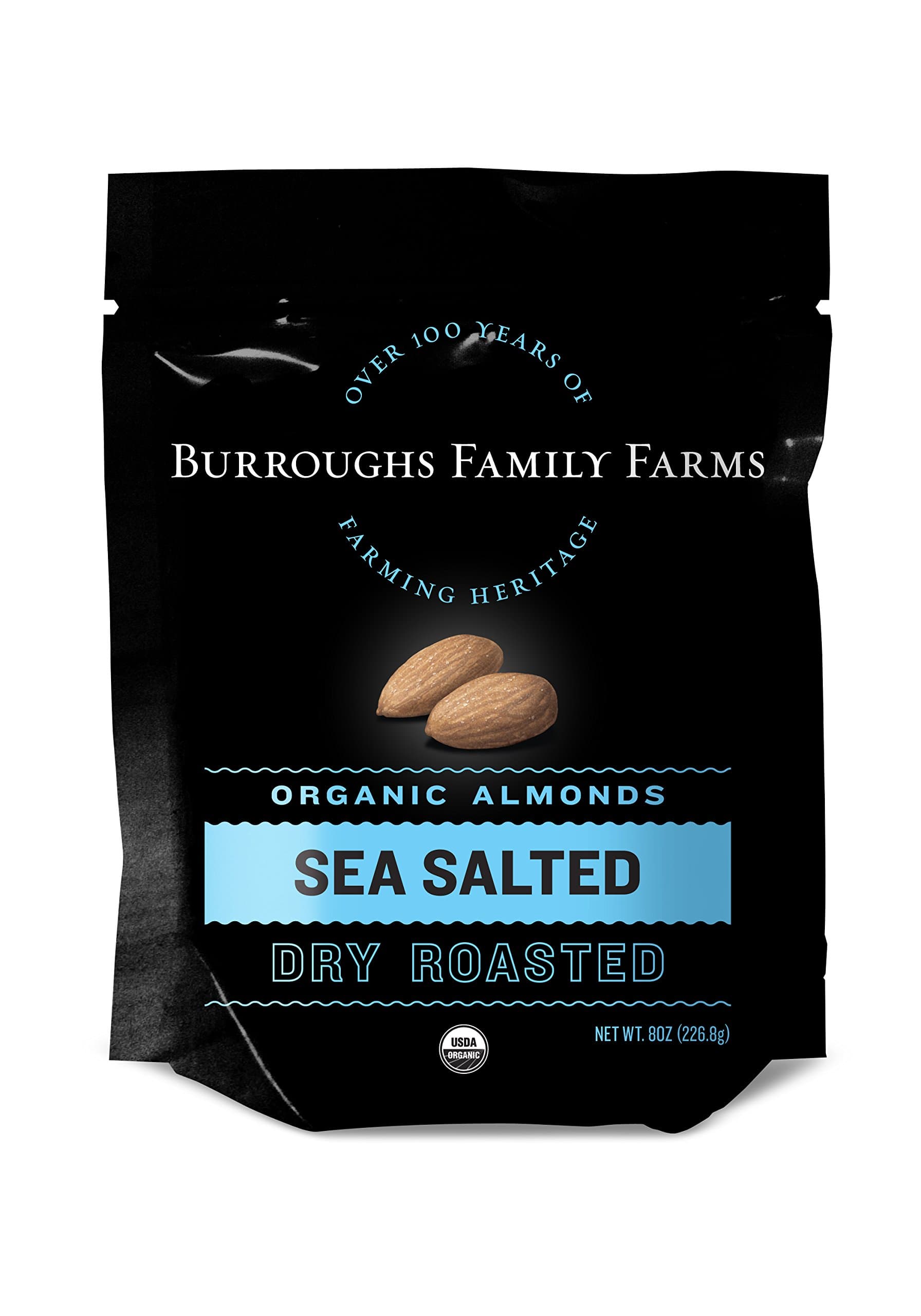 Sea Salted Dry Roasted Organic Almonds, 8oz