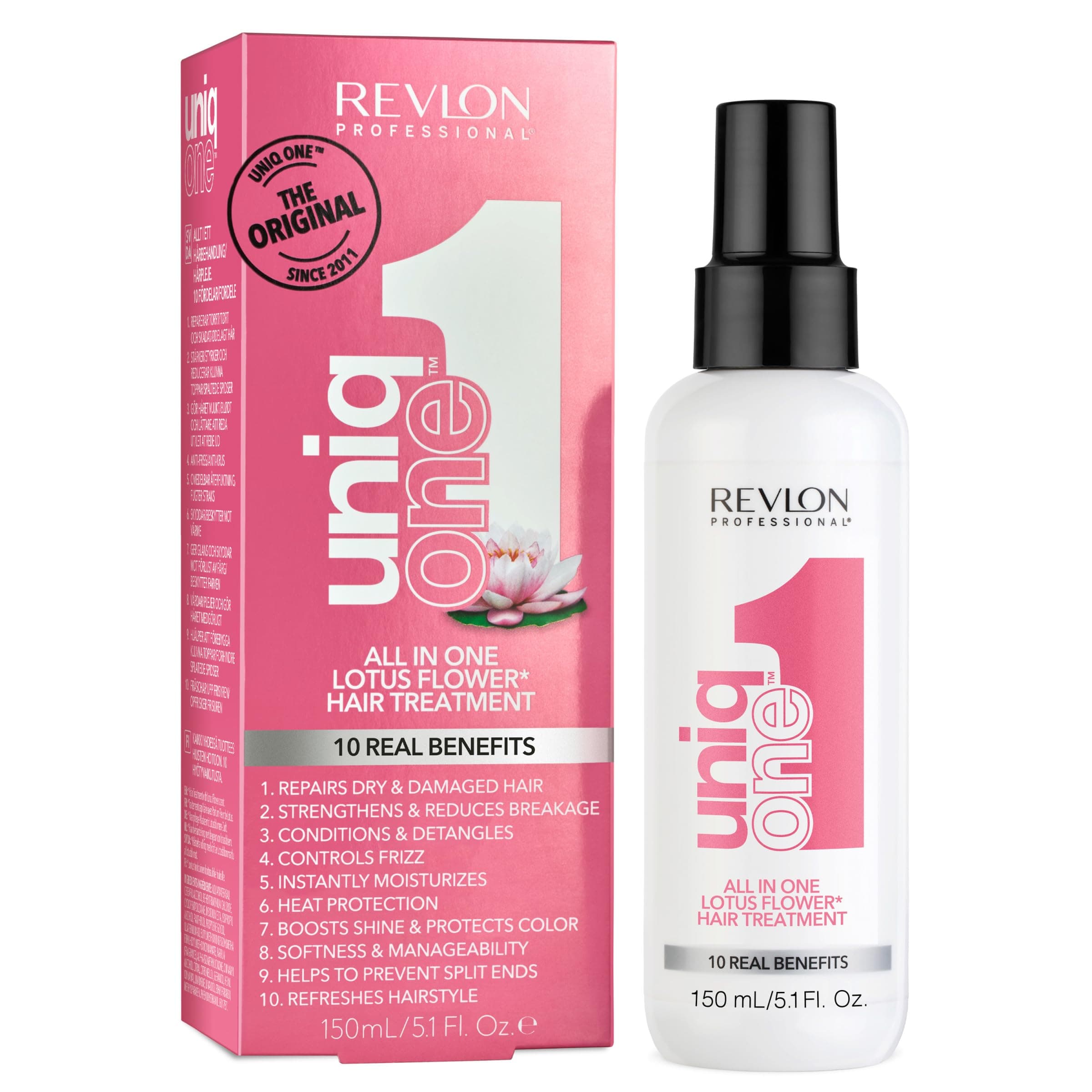 Uniq One Hair Treatment, Moisturizing Leave-In Product, Repair For Damaged Hair, Promotes Healthy Hair, Lotus Flower Fragrance 150 ml