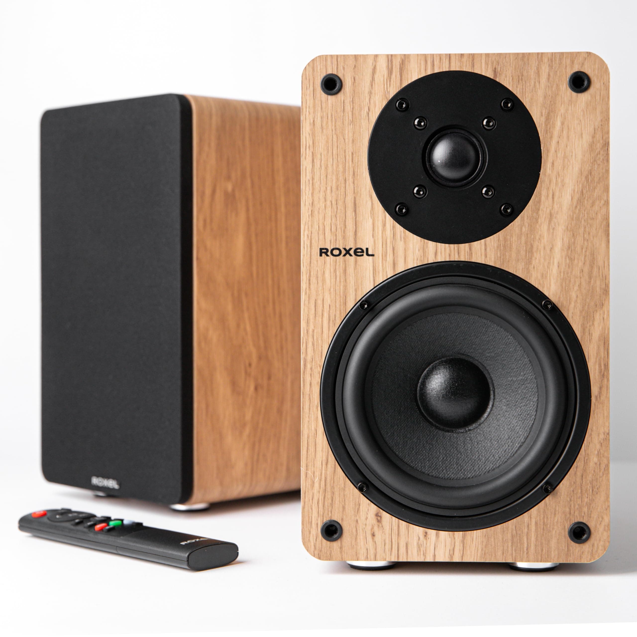 – Onyx Active Bookshelf Speakers, 100-Watt RMS Power, Wireless BT 5.0 Streaming, HDMI ARC, 3-Metre Speaker Cable, Dynamic Sound for Movies, Music, Office, Home Theatre (Oak)