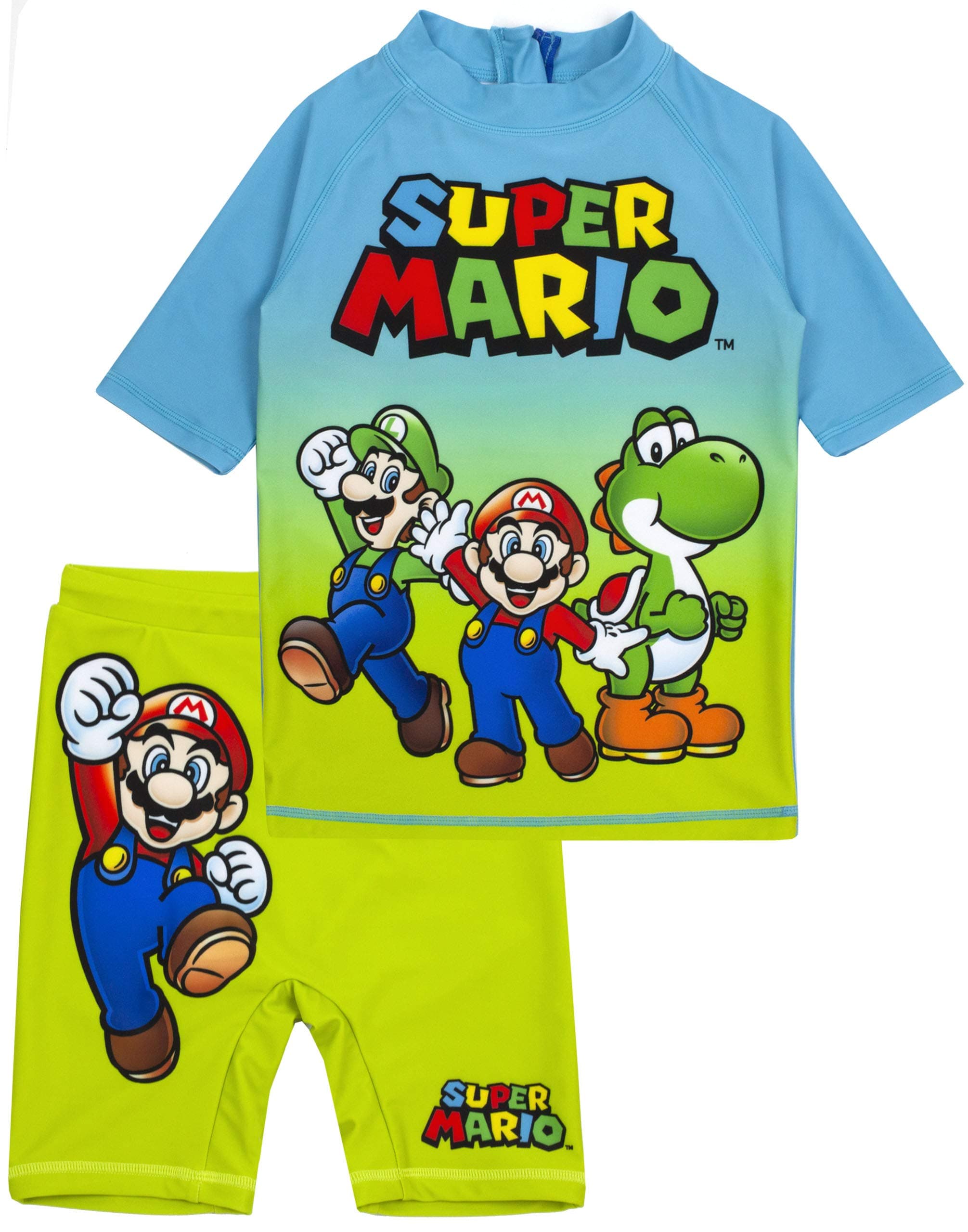 Super Mario Swimsuit Boys UV50 Sun Safe Two Piece Top & Shorts Costume
