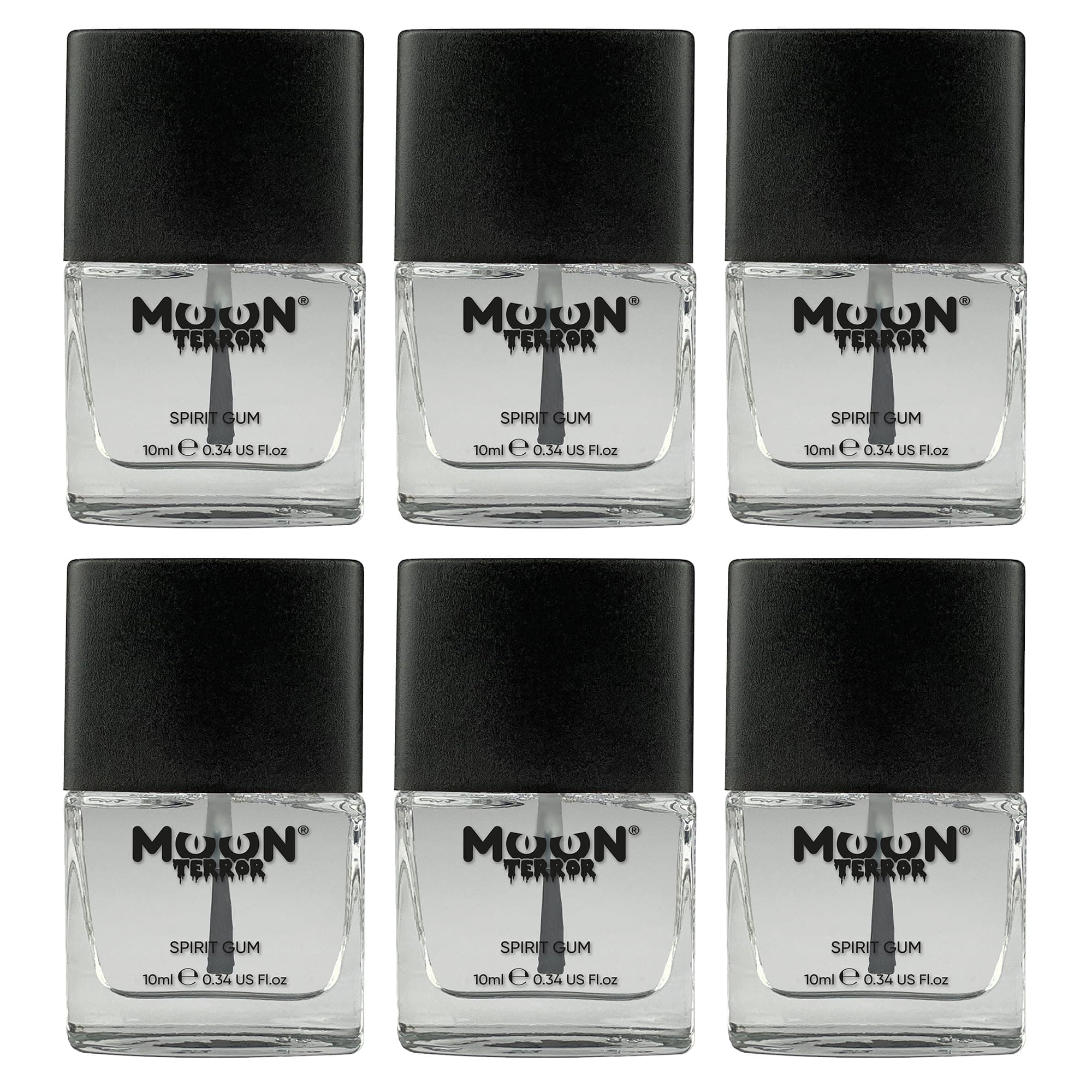 Pro FX Spirit Gum by Moon Terror | 10ml x6 | SFX Make up for Halloween, Glue Adhesive Fix, Body Glue for Prosthetics Glitter Jewels Hair Wigs Special Effects Make up