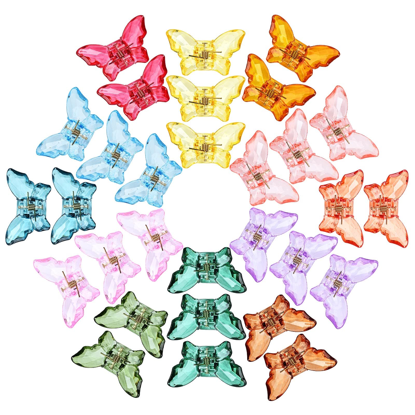 30 Pieces Hair Claw Clips Clear Butterfly Hair Clips Butterfly Jaw Clips Colorful Butterfly Jaw Clamps Hair Accessories for Women