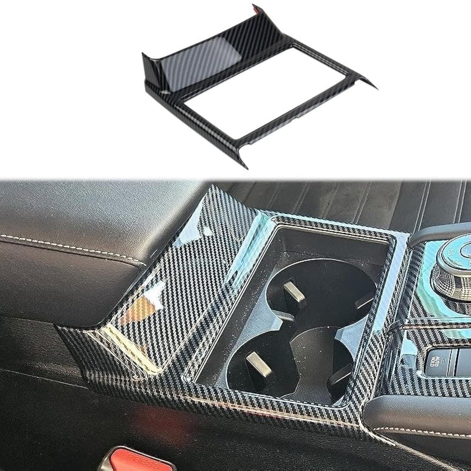 Carbon Fiber Central Cup Holder Frame Trim Accessories for Mitsubishi Outlander 2022+