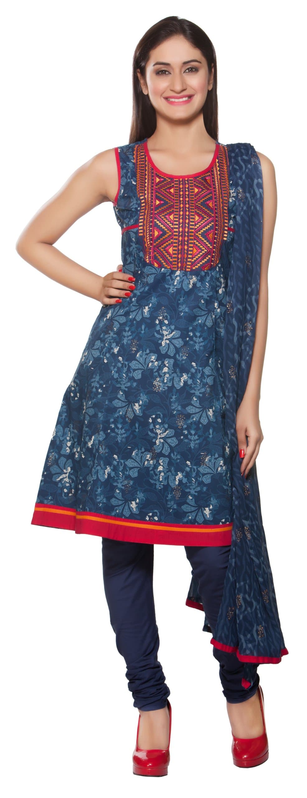 In-SattvaTrishaa Womens Indian Ethnic Kurta Tunic with Churidar & Dupatta Set