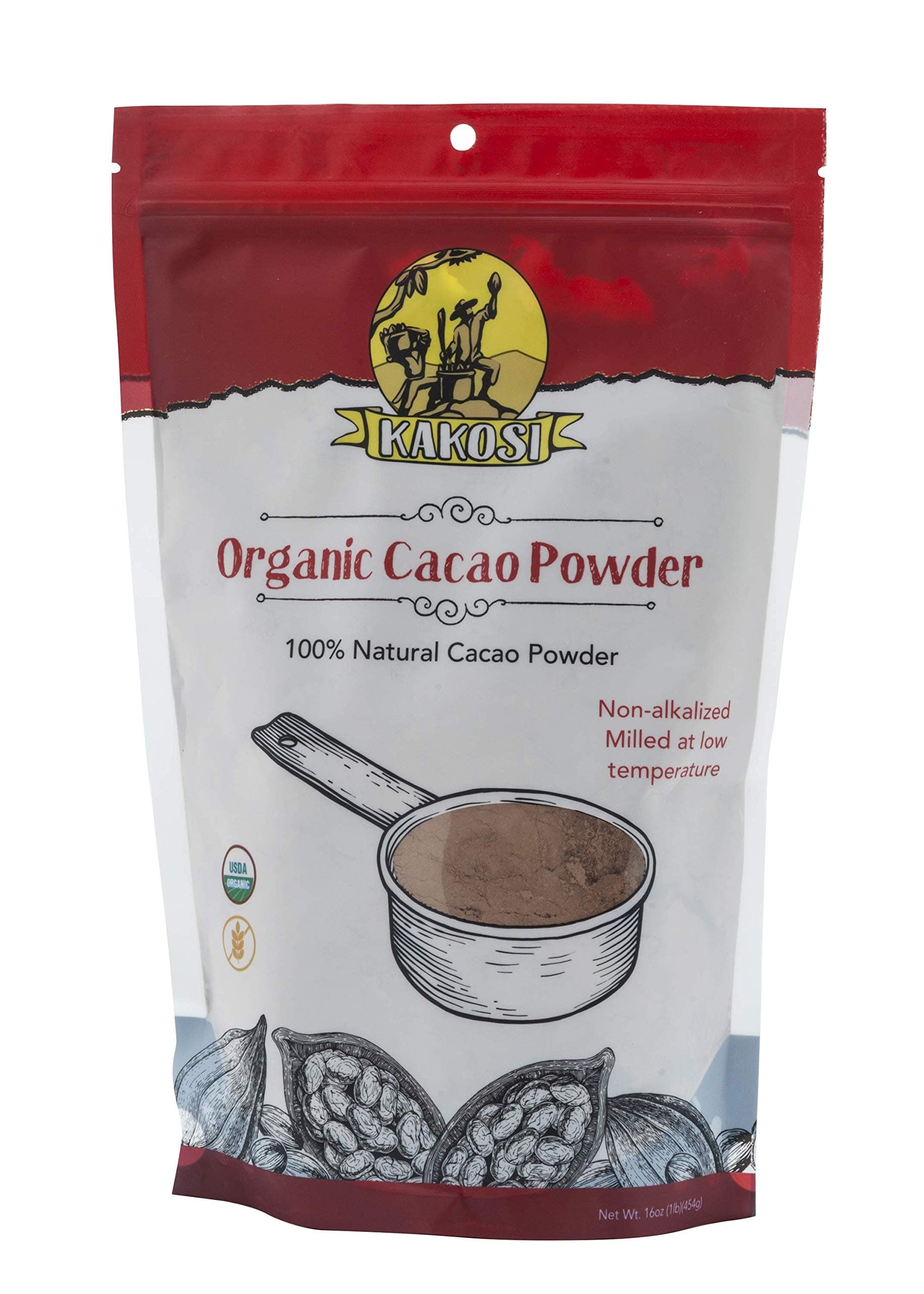 KAKOSI Organic Cacao Powder 16oz Bagged