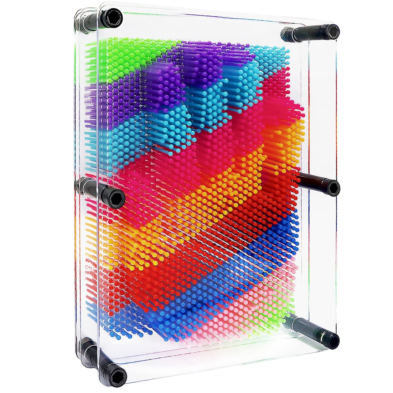 Hsxfl Classic 3D Pin Art Board Toy Sculpture - 8in x 6in Large Size 3D Pin Art Toys for Kids Boys Girls, Sensory Toys Birthday Gifts Fidget Toy (Multicolor)