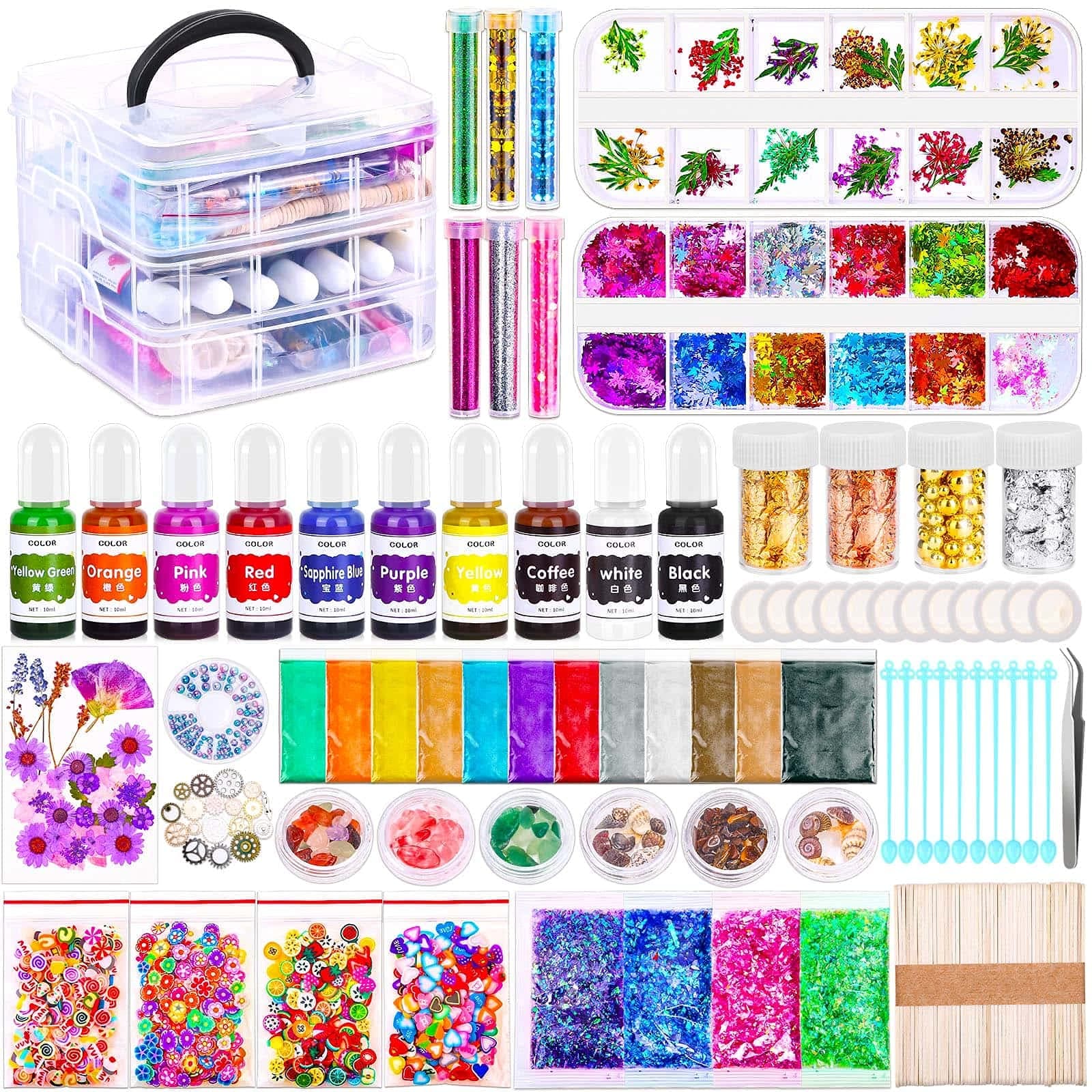 Resin Jewelry Decoration Starter Kit, Paleris Epoxy Resin Art Supplies with Resin Pigment, Glitter Clear Resin for Jewelry Making and Resin Crafting Decoration