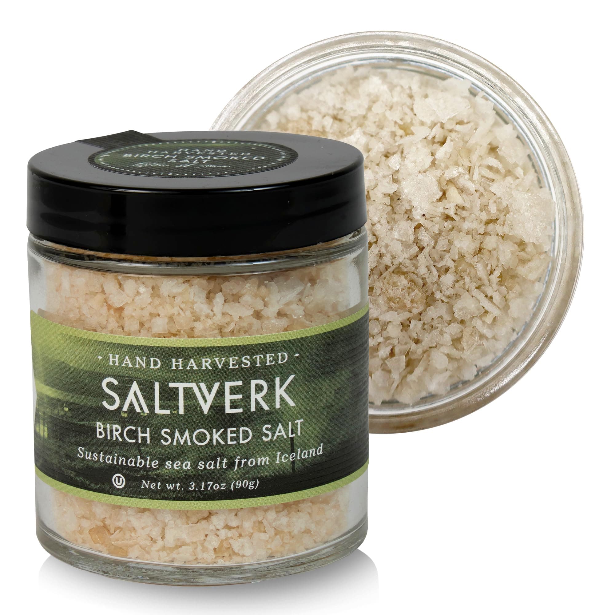 Saltverk Sea Salt - Gourmet, Icelandic, Hand Harvested and Sustainably Made - Birch Smoked 3.17 Oz