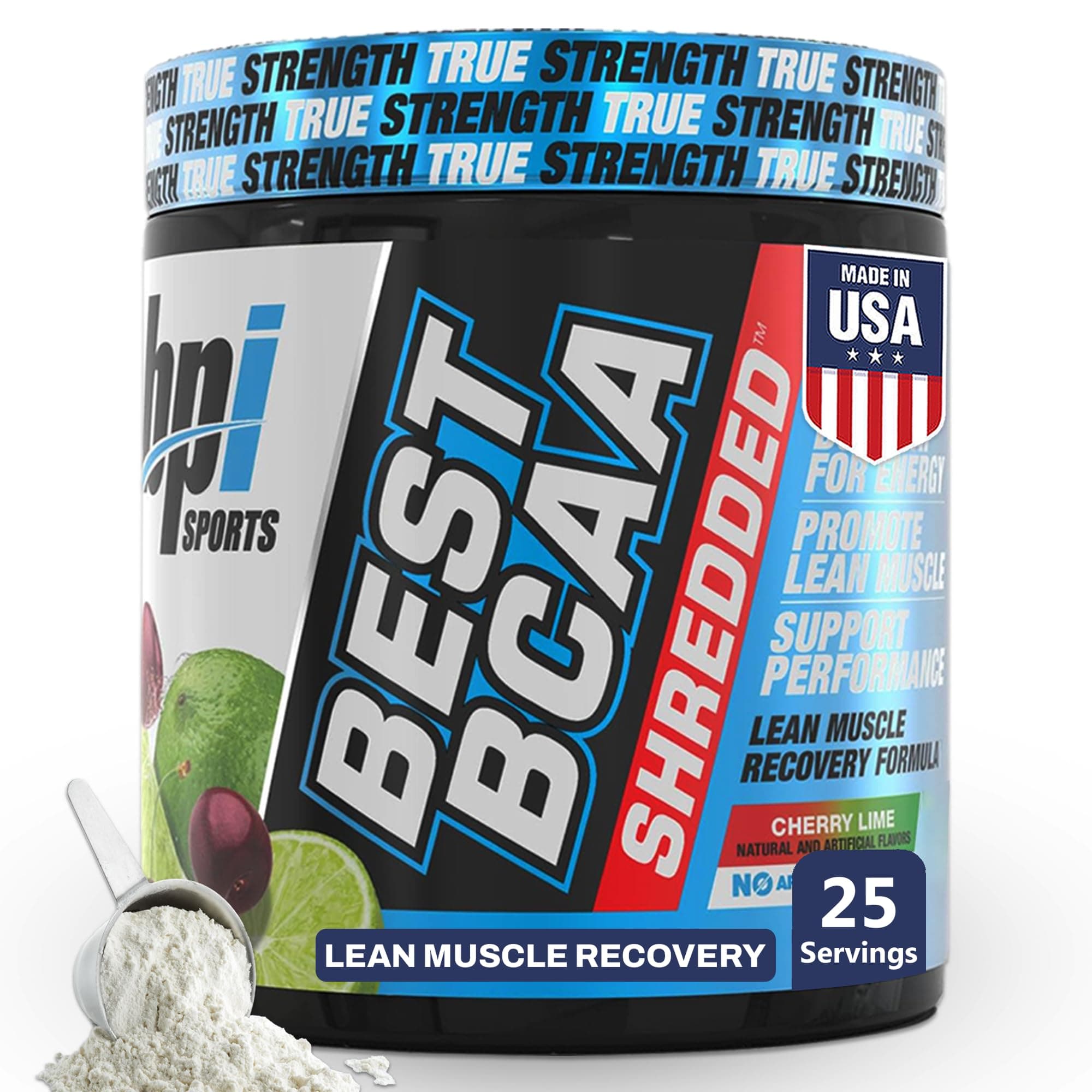 BPI Sports Best BCAA Shredded - Caffeine Free Thermogenic Recovery Drink, Lean Muscle Building BCAA Powder for Women and Men, Preworkout BCAAs Amino Acids Drink- Cherry Lime - 25 Servings