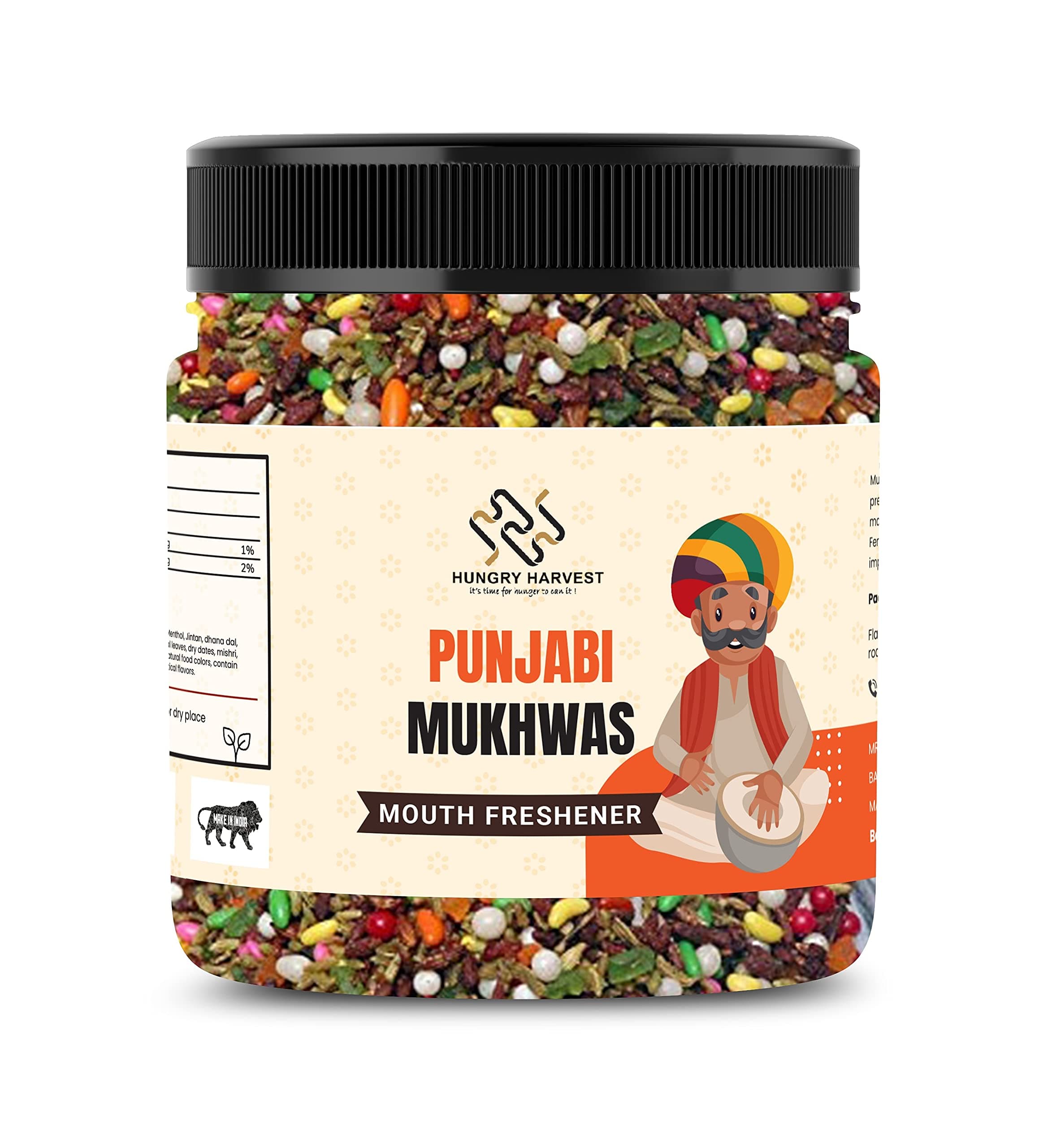 Hungry Harvest Punjabi Mukhwas | Colorful Mixed Mouth Freshener [Jar Pack] (300 Grams (Pack of 1 of 300 Grams))