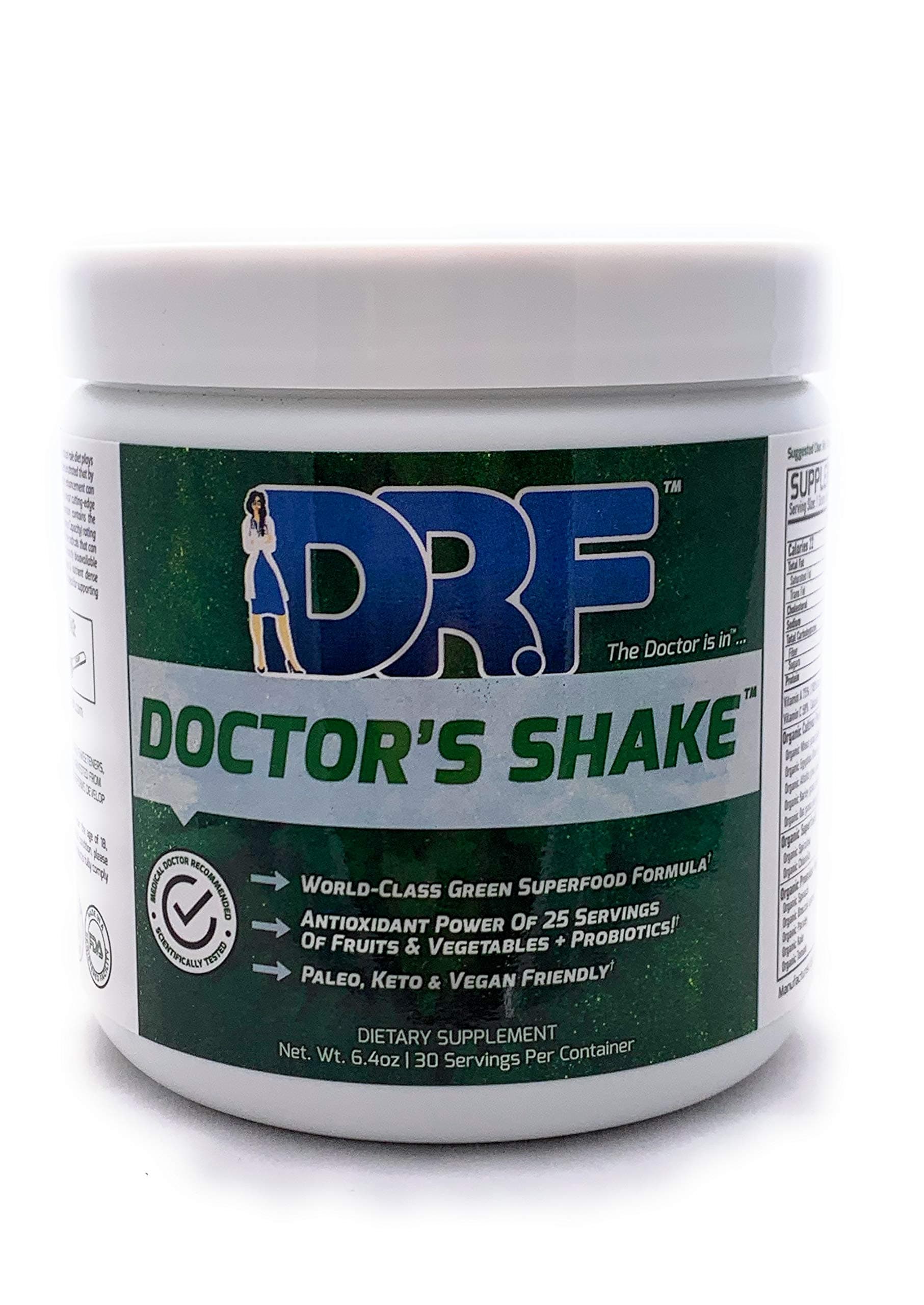 Organic Doctor's Shake by Dr. Farrah World Renown Medical Doctor | World Class Organic Green Superfood Formula | Antioxidant Power of 25 Servings of Fruits and Vegetables & Probiotics