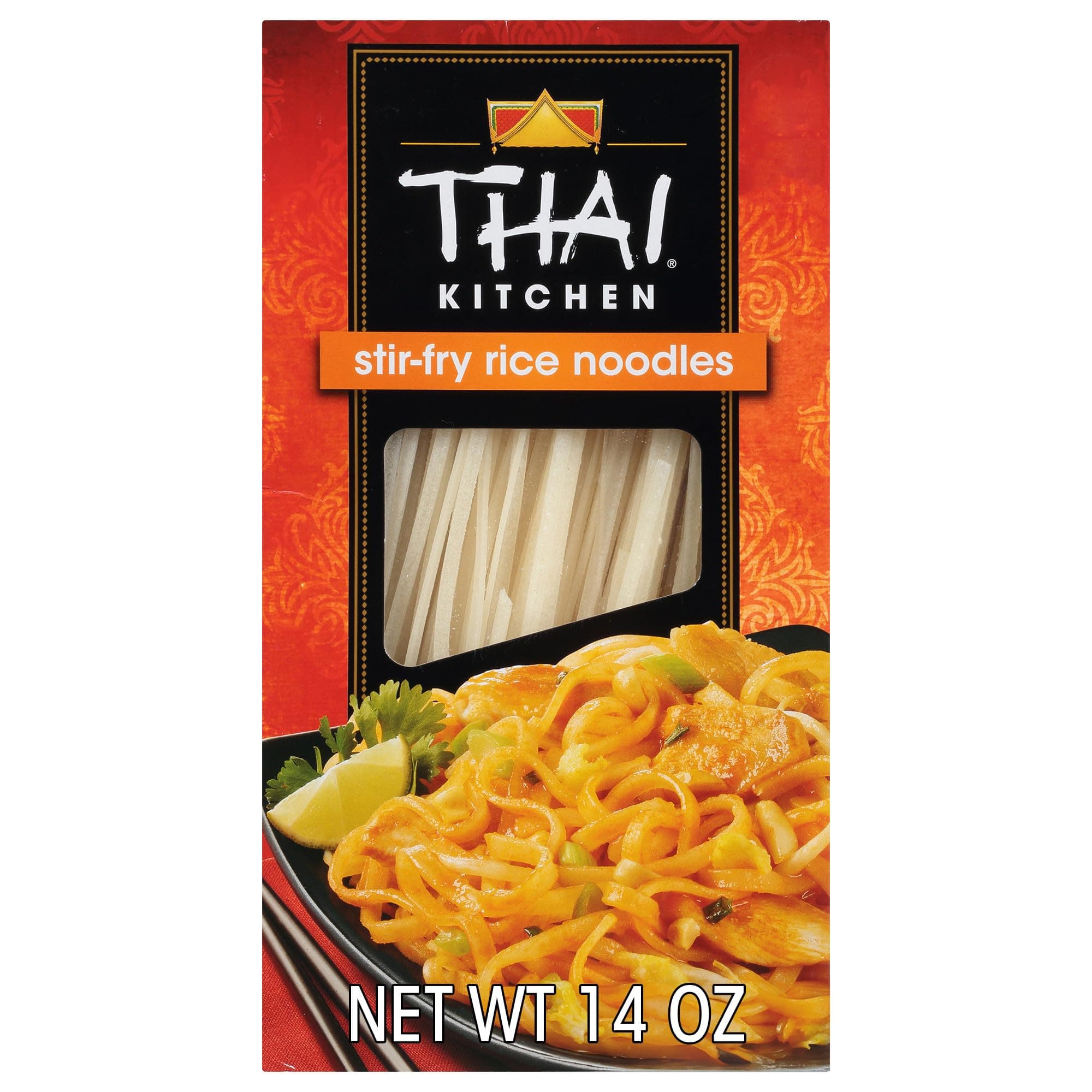 Thai Kitchen Stir Fry Rice Noodles, Gluten Free, Non GMO, Two Ingredients, Quick Cook, For Pad Thai and Other Stir-Fry Dishes, 14 oz