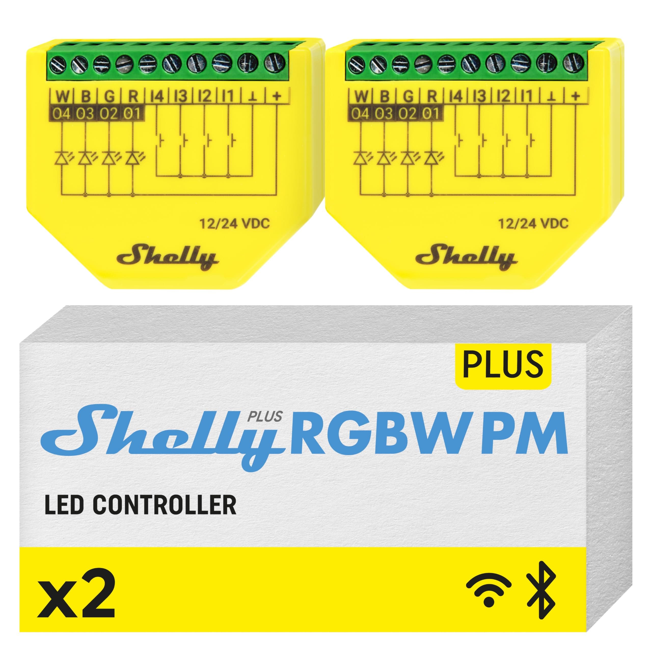 Plus RGBW PM Wi-Fi Controller Module for LED Strips 12-24VDC Power Consumption Measurement No Hub Required iOS Android App Alexa Google Home Compatible 2 Pack