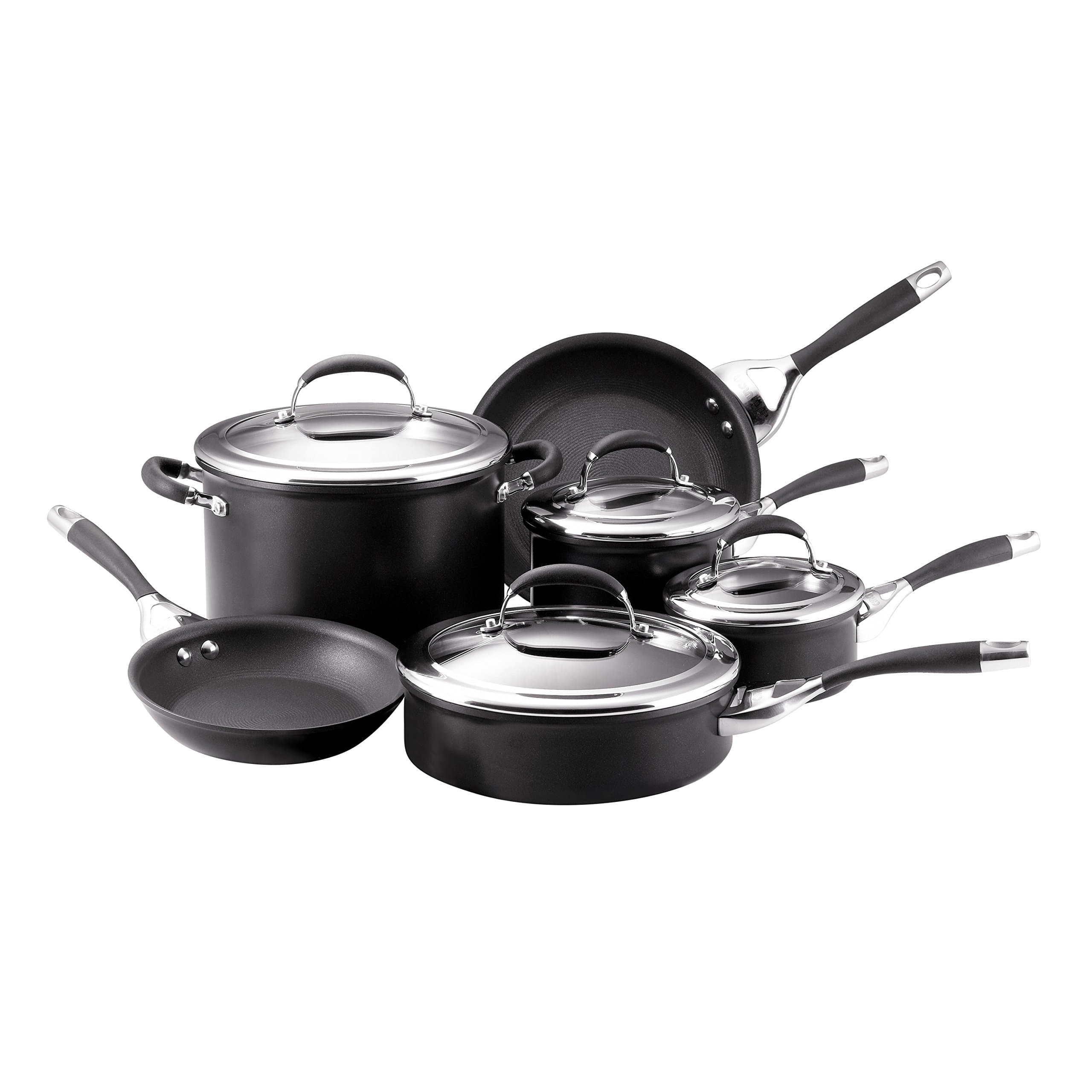 Circulon Elite Hard Anodized Nonstick Cookware Pots and Pans Set, 10 Piece, Charcoal