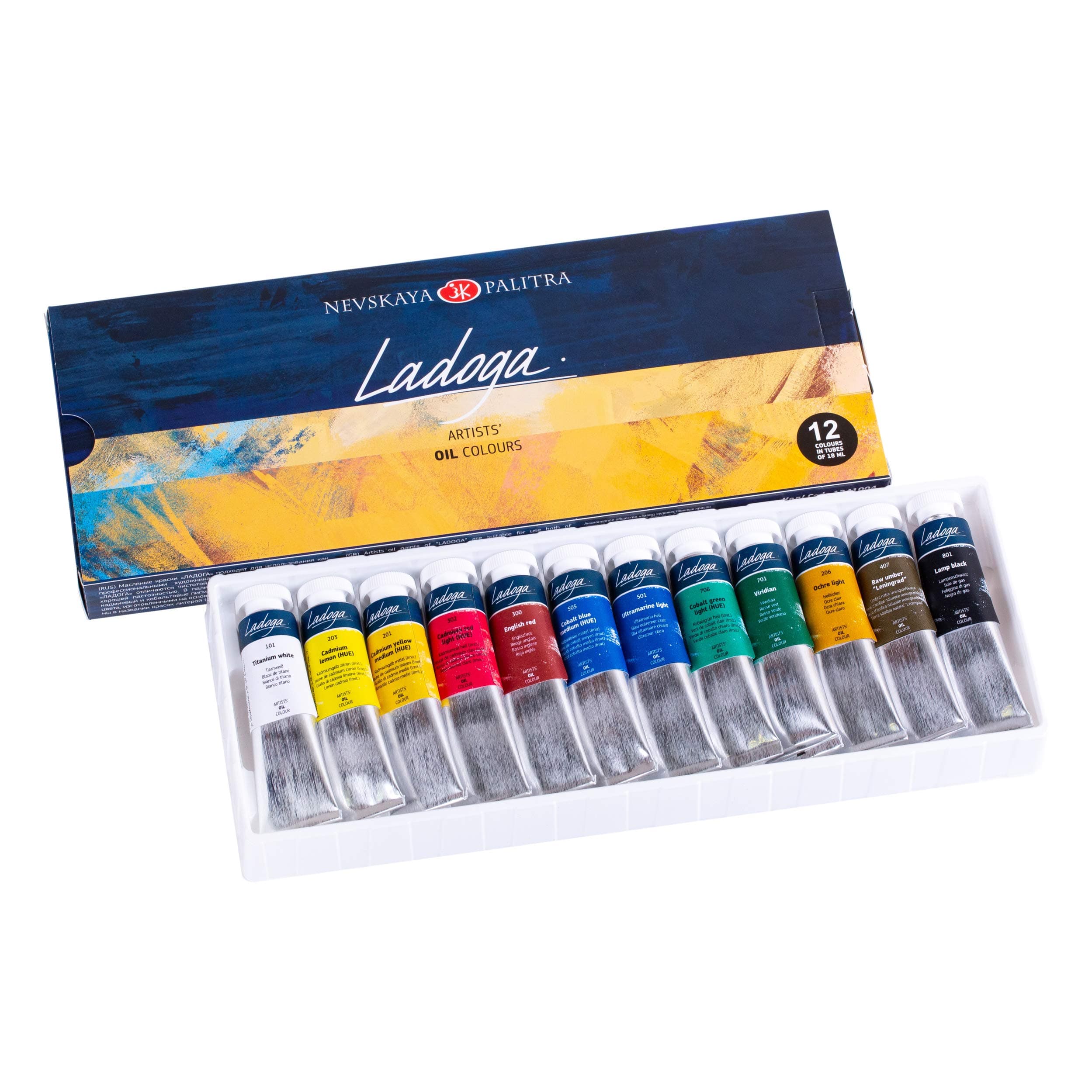 Oil Paint Set from St. Petersburg - LADOGA Extra Fine Oil Colours 12 x 18 ml Tubes - Nevskaya Palitra