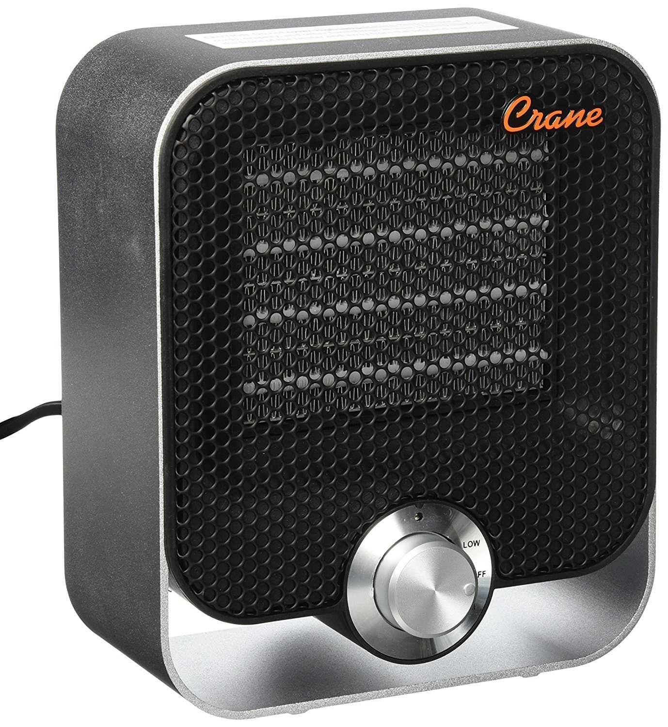 Crane Personal Ceramic Space Heater, 2 Settings 800W/1200W, Overheat Protection, For Home Office Desk, Black (EE-6490)