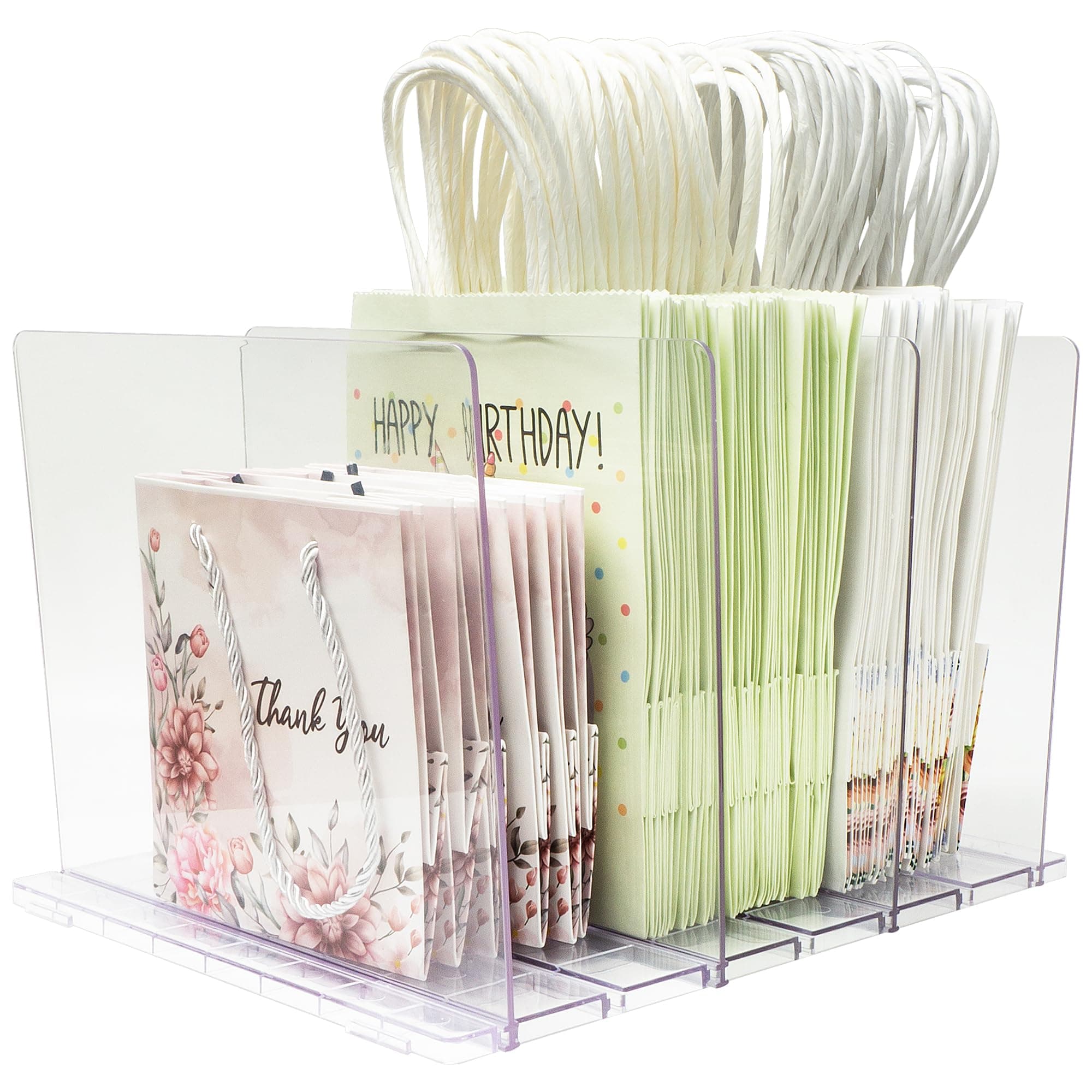 Amviner Gift Bag Storage Organizer, Acrylic Clear Shopping Bag Organizer, Adjustable Shelf Divider Bag Organizer for Small Closet, 1 Pack