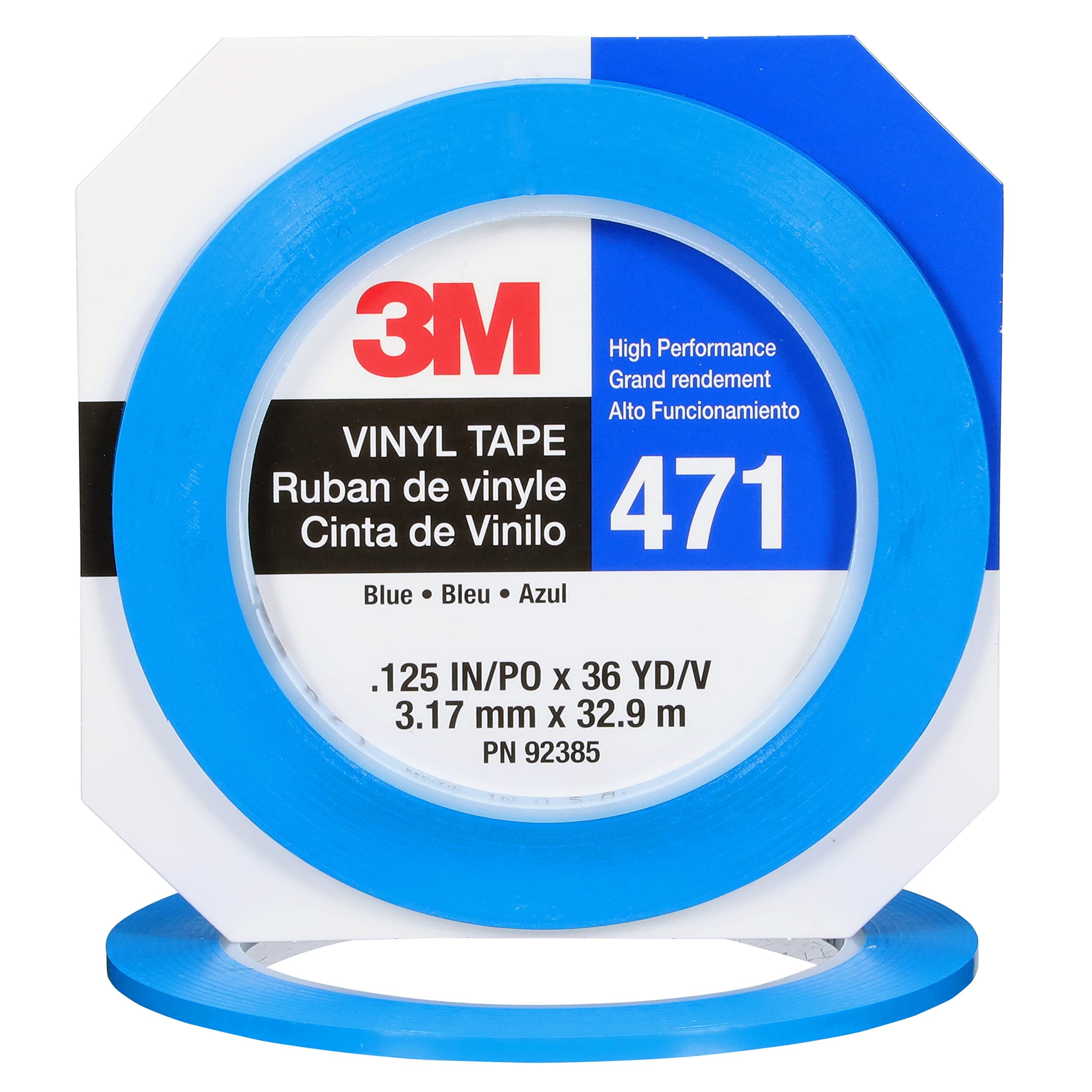 92385 Vinyl Tape 471 Blue, 1/8" x 36 yd. 5.2 mil (Pack of 12)