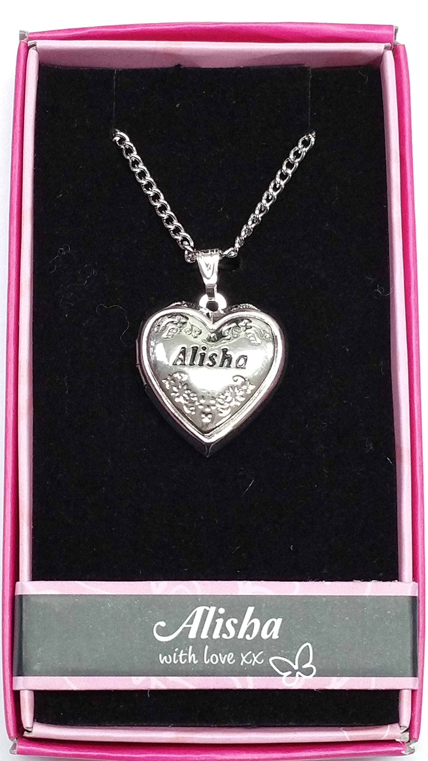 ALISHA Named Personalised Love Lockets/ Pendants With Picture Holder Presented Beautifully By Sterling Effectz